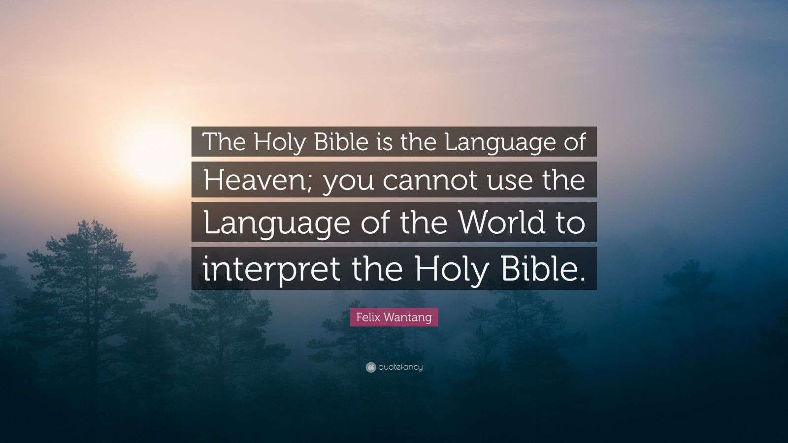 Felix Wantang Quote “The Holy Bible is the Language of Heaven; you