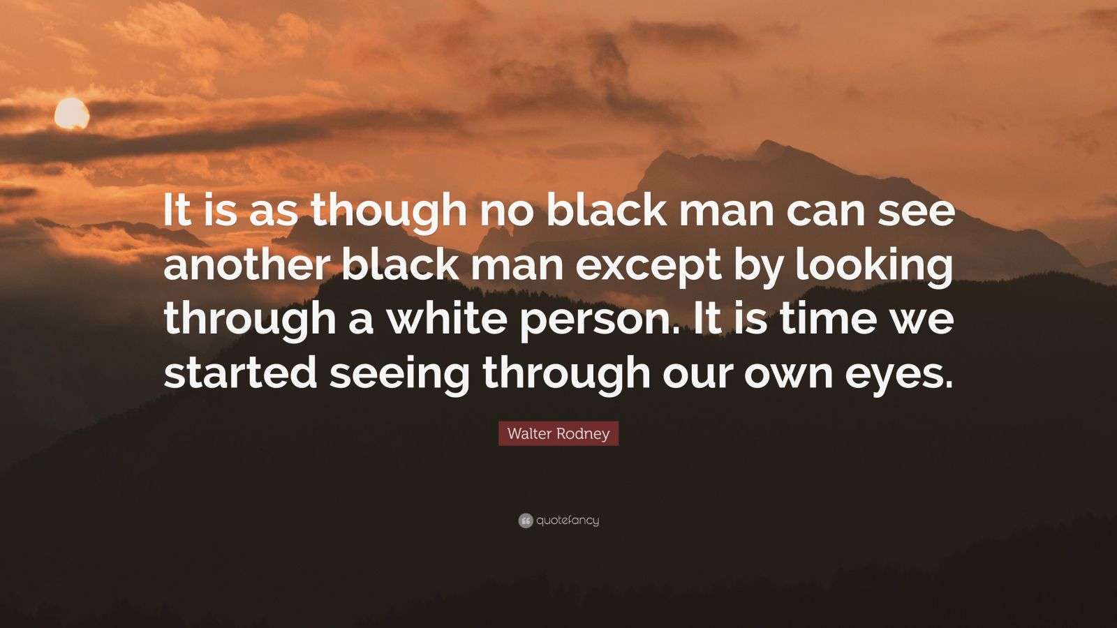 Walter Rodney Quote “It is as though no black man can see another