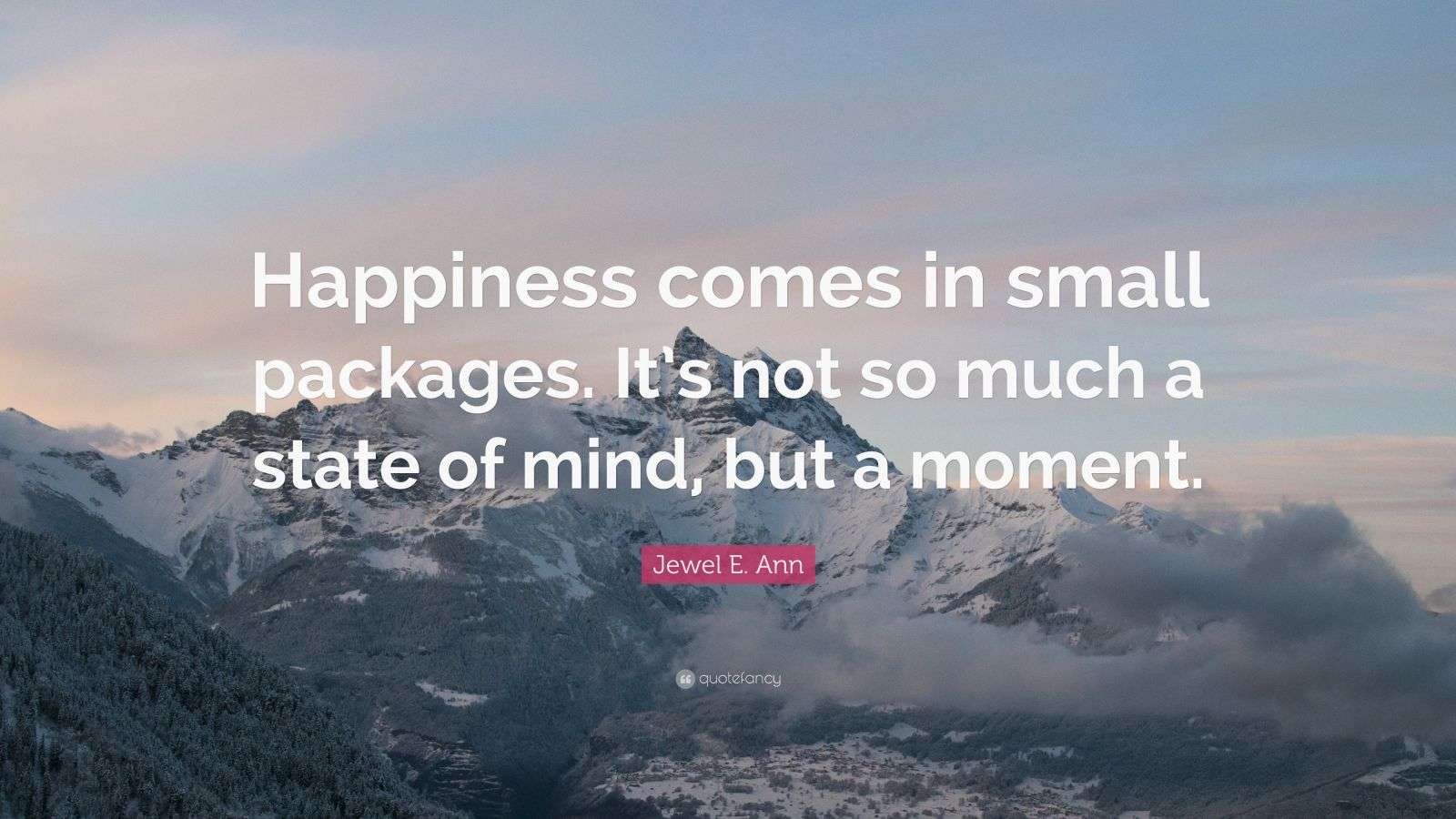 Jewel E. Ann Quote “Happiness comes in small packages. It’s not so