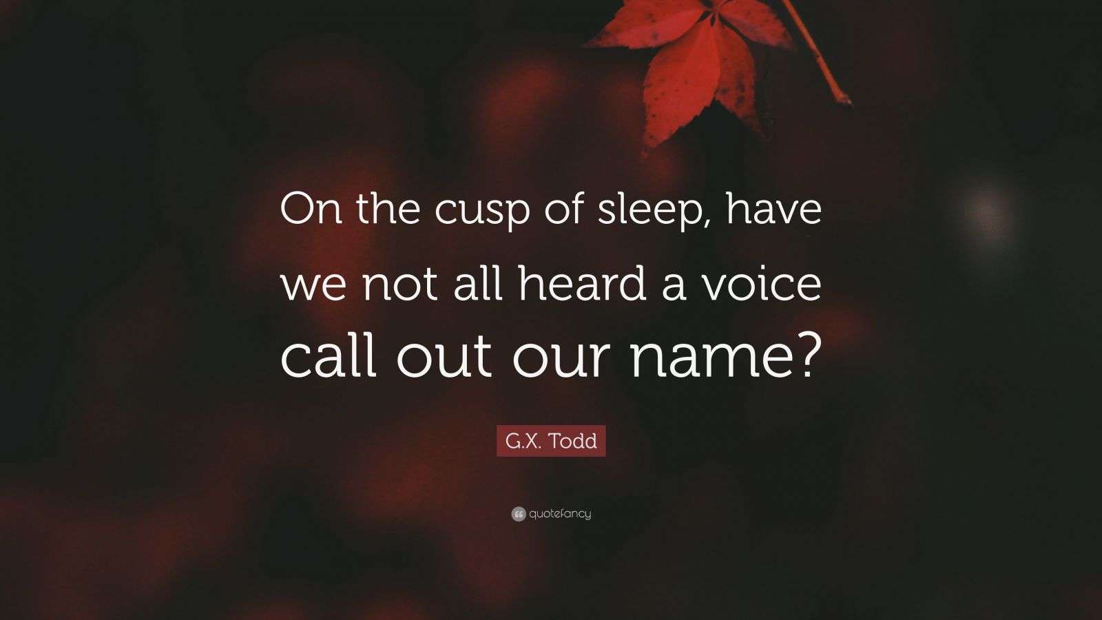 G.X. Todd Quote “On the cusp of sleep, have we not all heard a voice