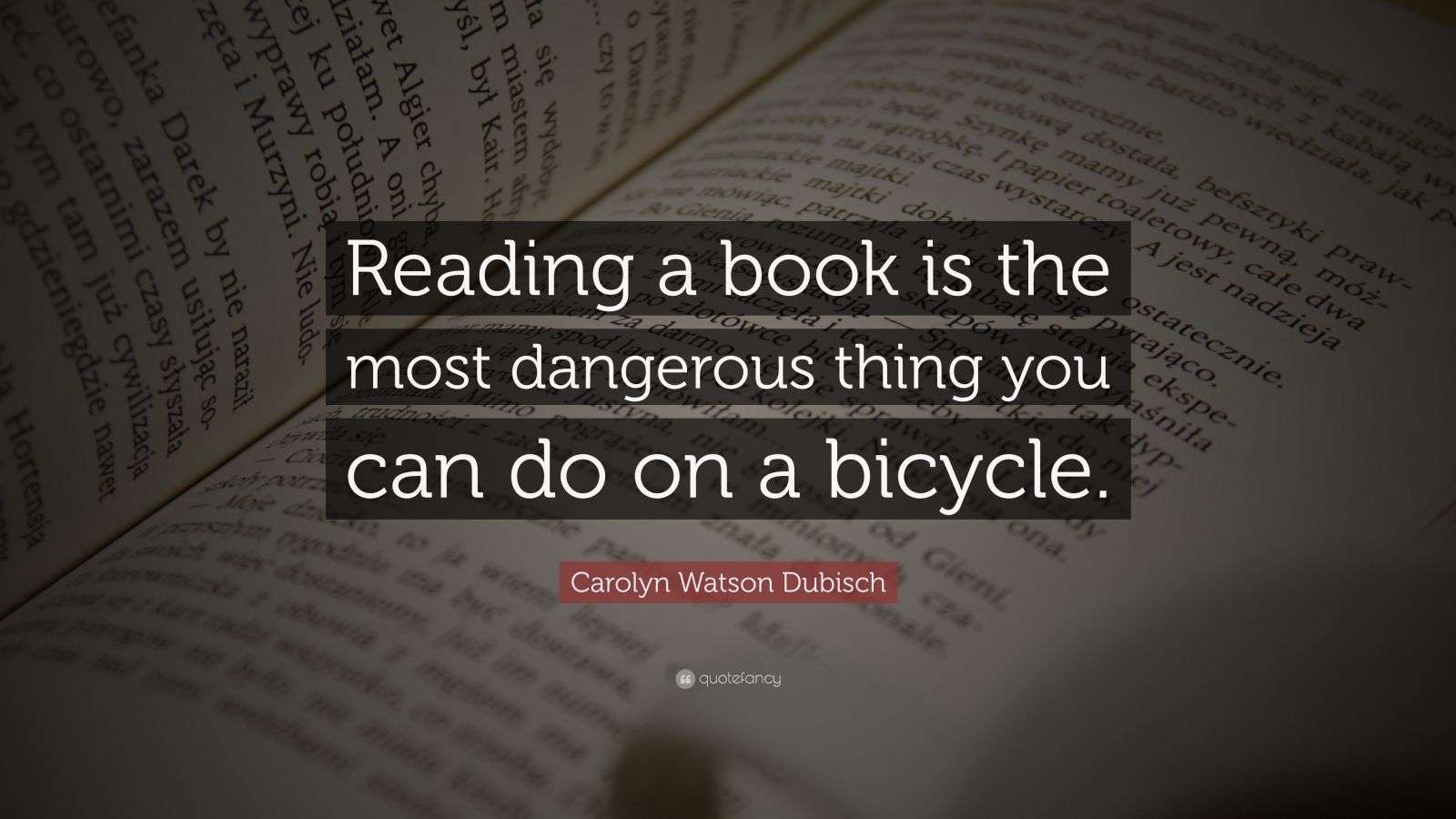 Carolyn Watson Dubisch Quote “Reading a book is the most dangerous