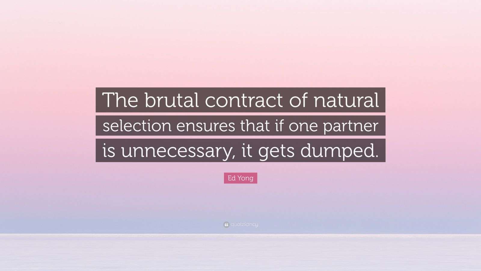 Ed Yong Quote “The brutal contract of natural selection ensures that