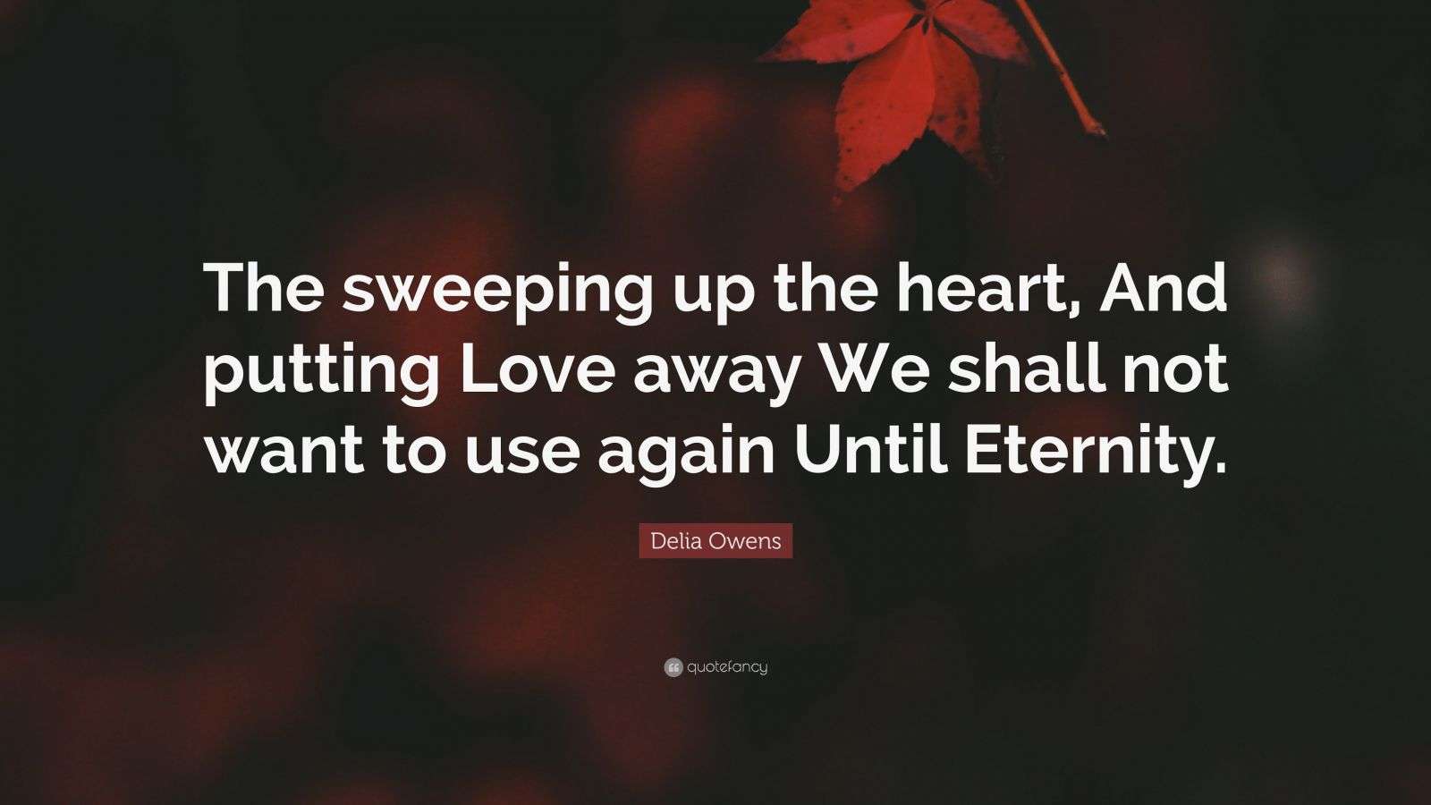 Delia Owens Quote “The sweeping up the heart, And putting Love away We
