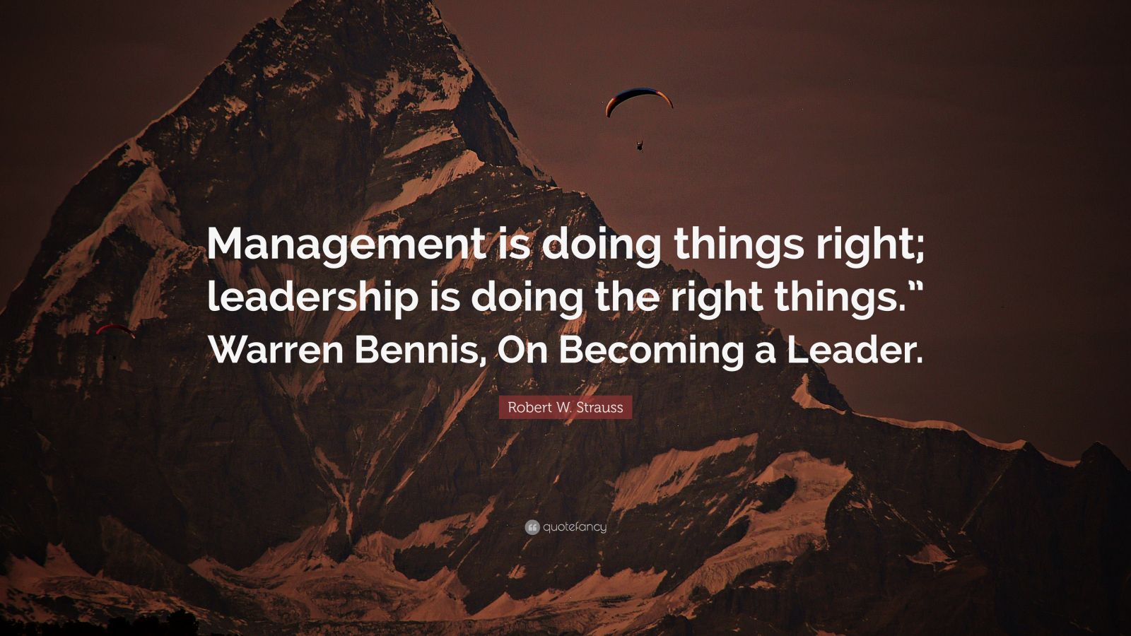 Robert W. Strauss Quote: “management Is Doing Things Right; Leadership 