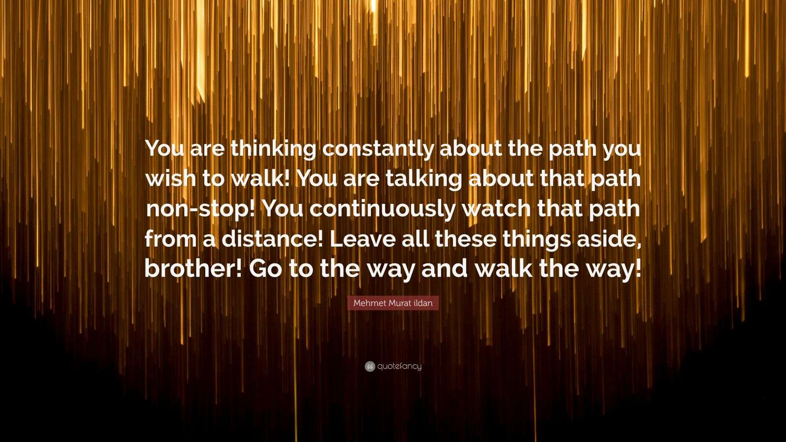 Mehmet Murat ildan Quote: “You are thinking constantly about the path ...