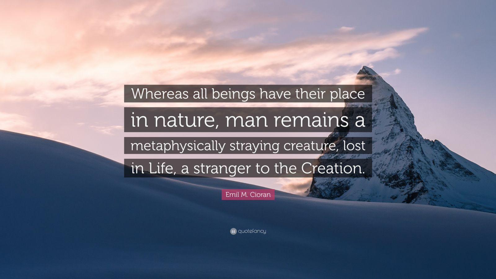 Emil M. Cioran Quote: “Whereas all beings have their place in nature ...