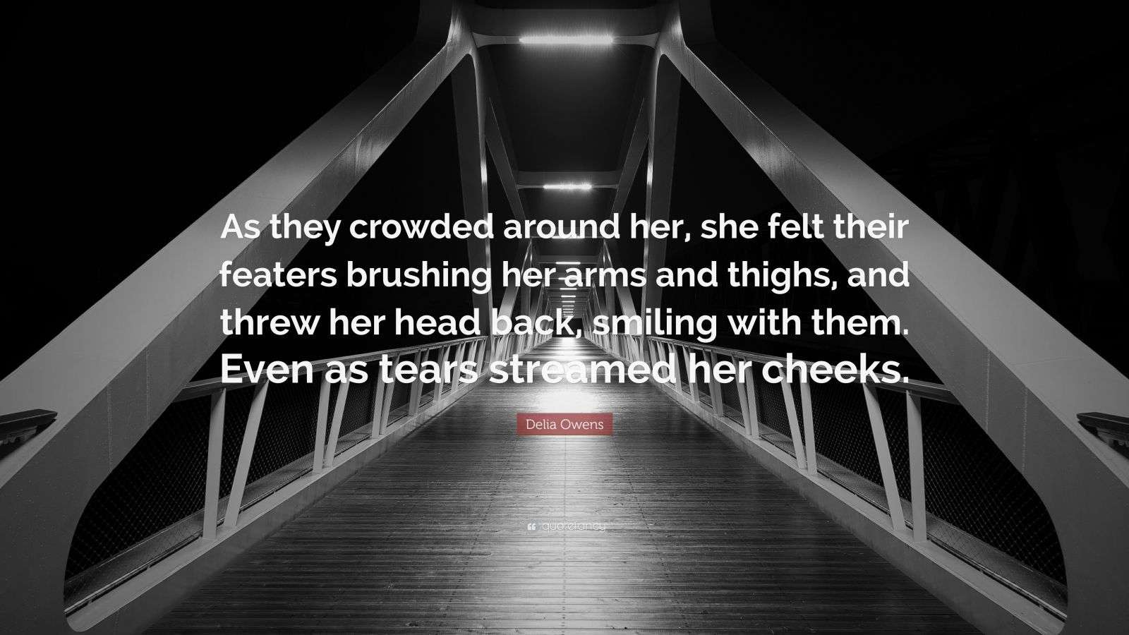 Delia Owens Quote “As they crowded around her, she felt their featers