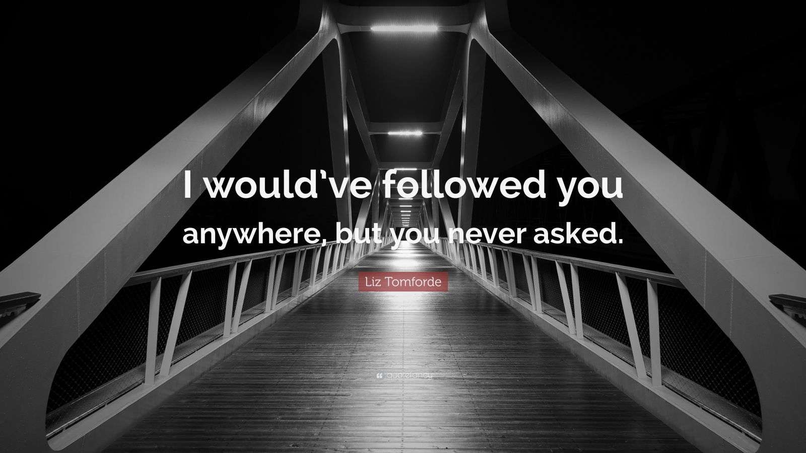 Liz Tomforde Quote: “I would’ve followed you anywhere, but you never
