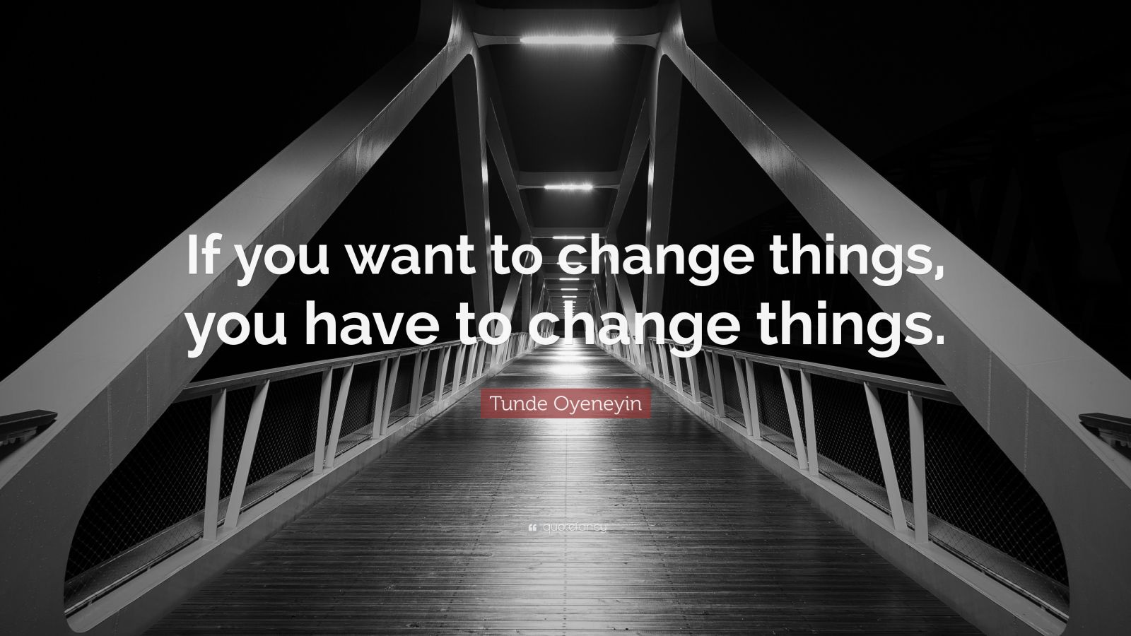 Tunde Oyeneyin Quote: “If you want to change things, you have to change ...