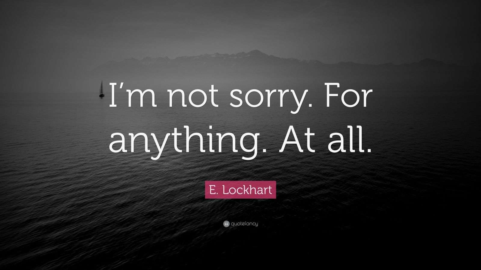 E. Lockhart Quote “I’m not sorry. For anything. At all.”