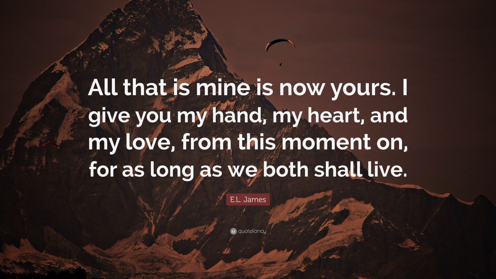 E.L. James Quote: “All that is mine is now yours. I give you my hand ...