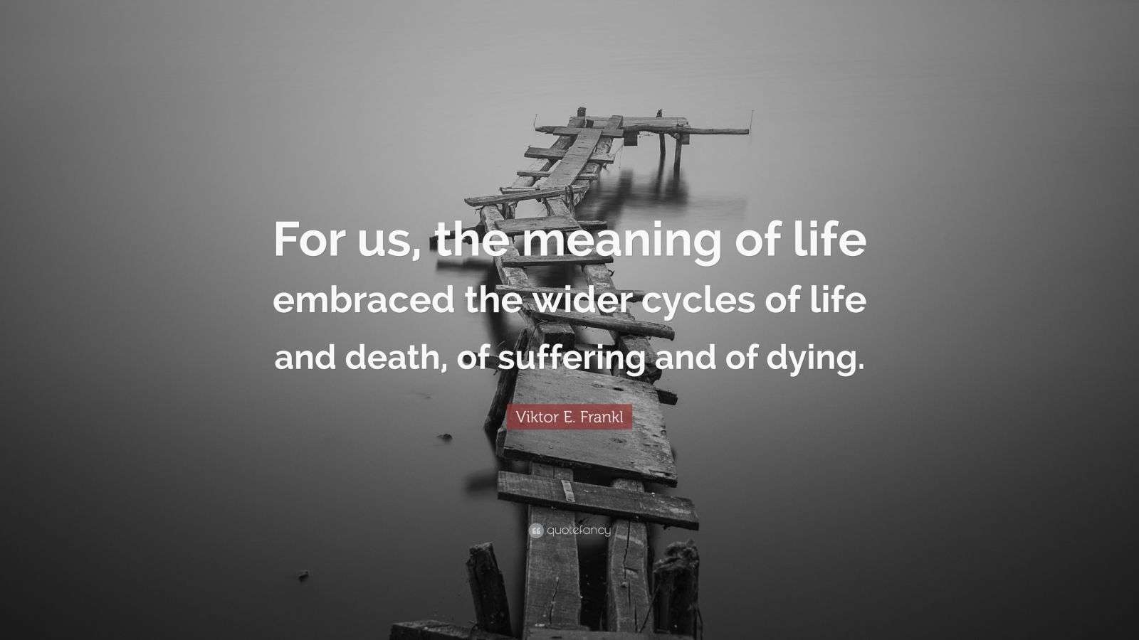 Viktor E. Frankl Quote “For us, the meaning of life embraced the wider