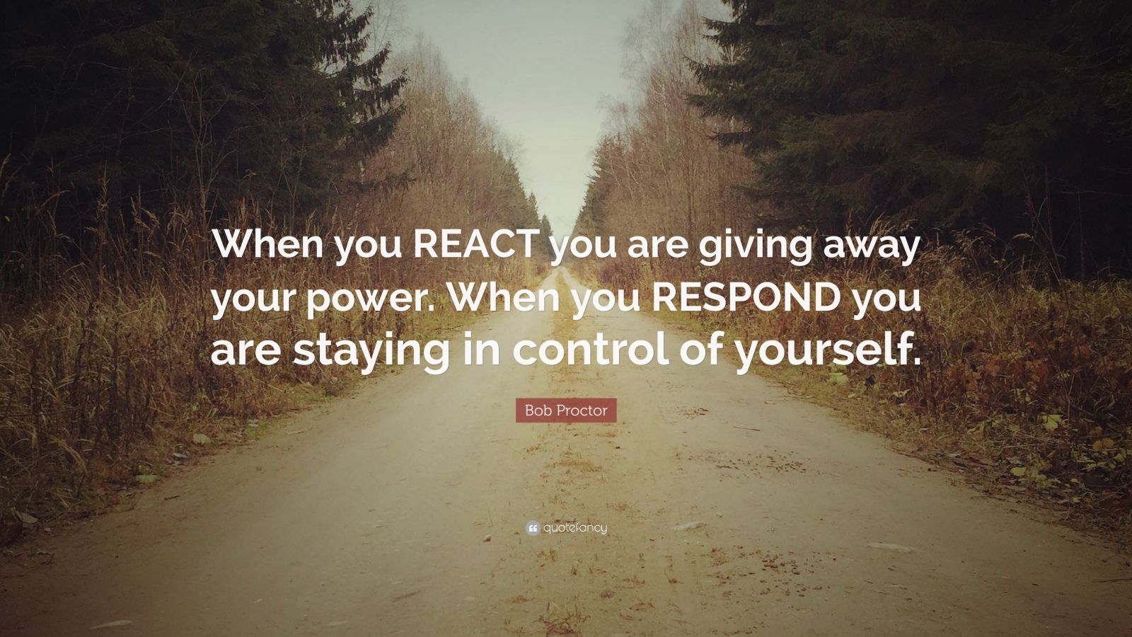 Bob Proctor Quote: “When you REACT you are giving away your power