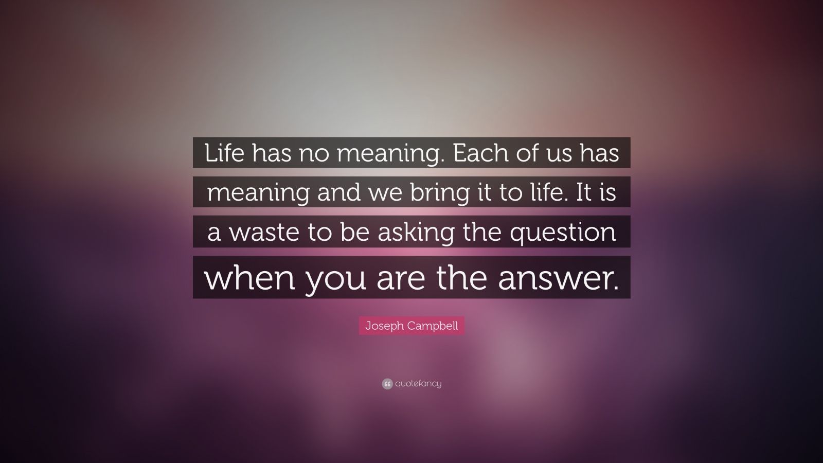8675 Joseph Campbell Quote Life has no meaning Each of us has meaning
