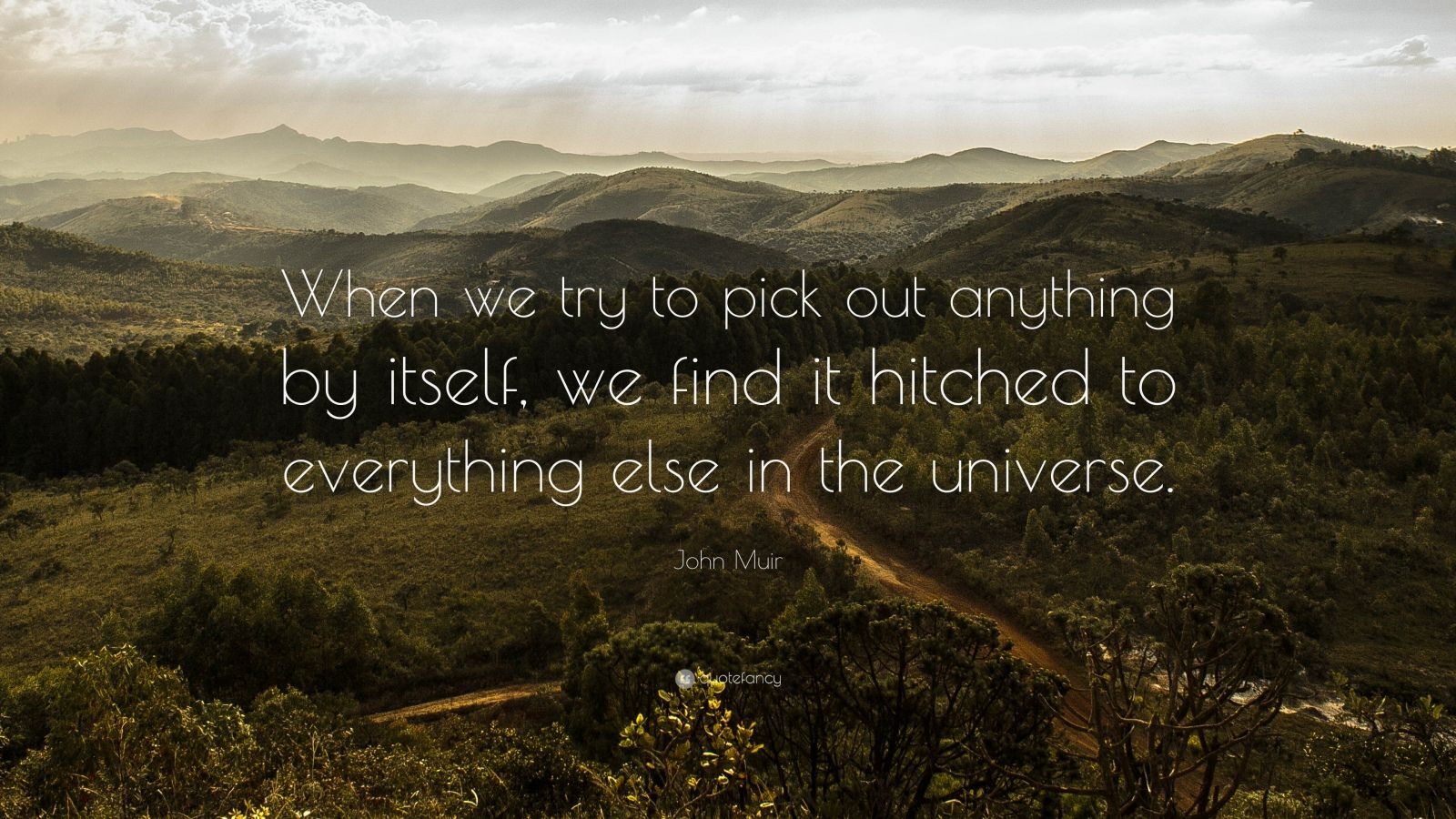 John Muir Quote: “When we try to pick out anything by itself, we find ...