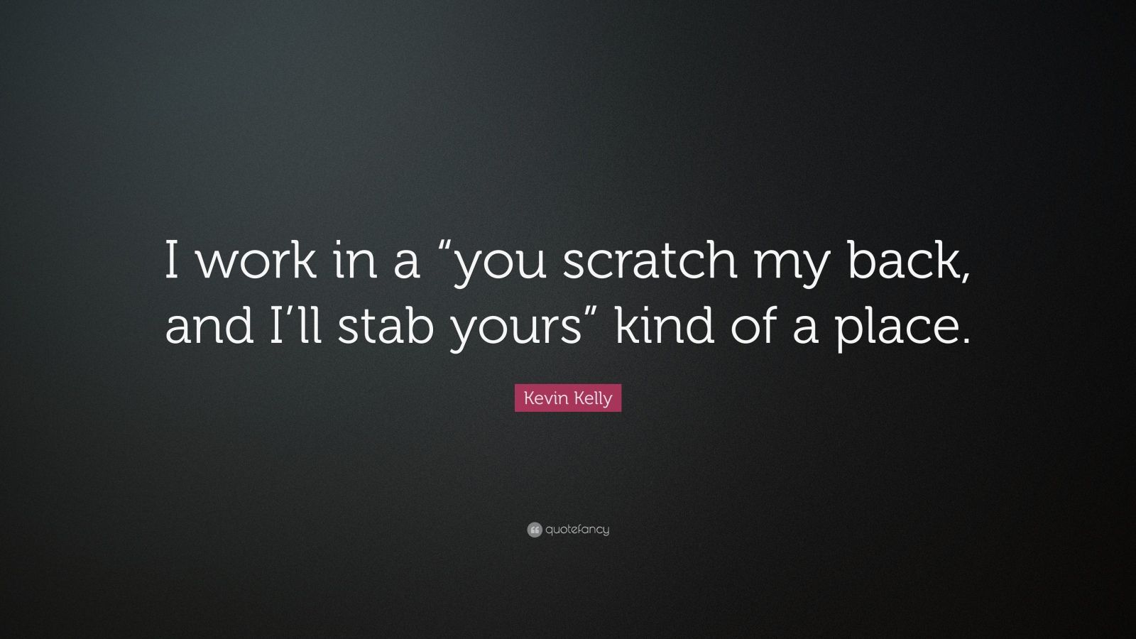 Kevin Kelly Quote “I work in a “you scratch my back, and I’ll stab