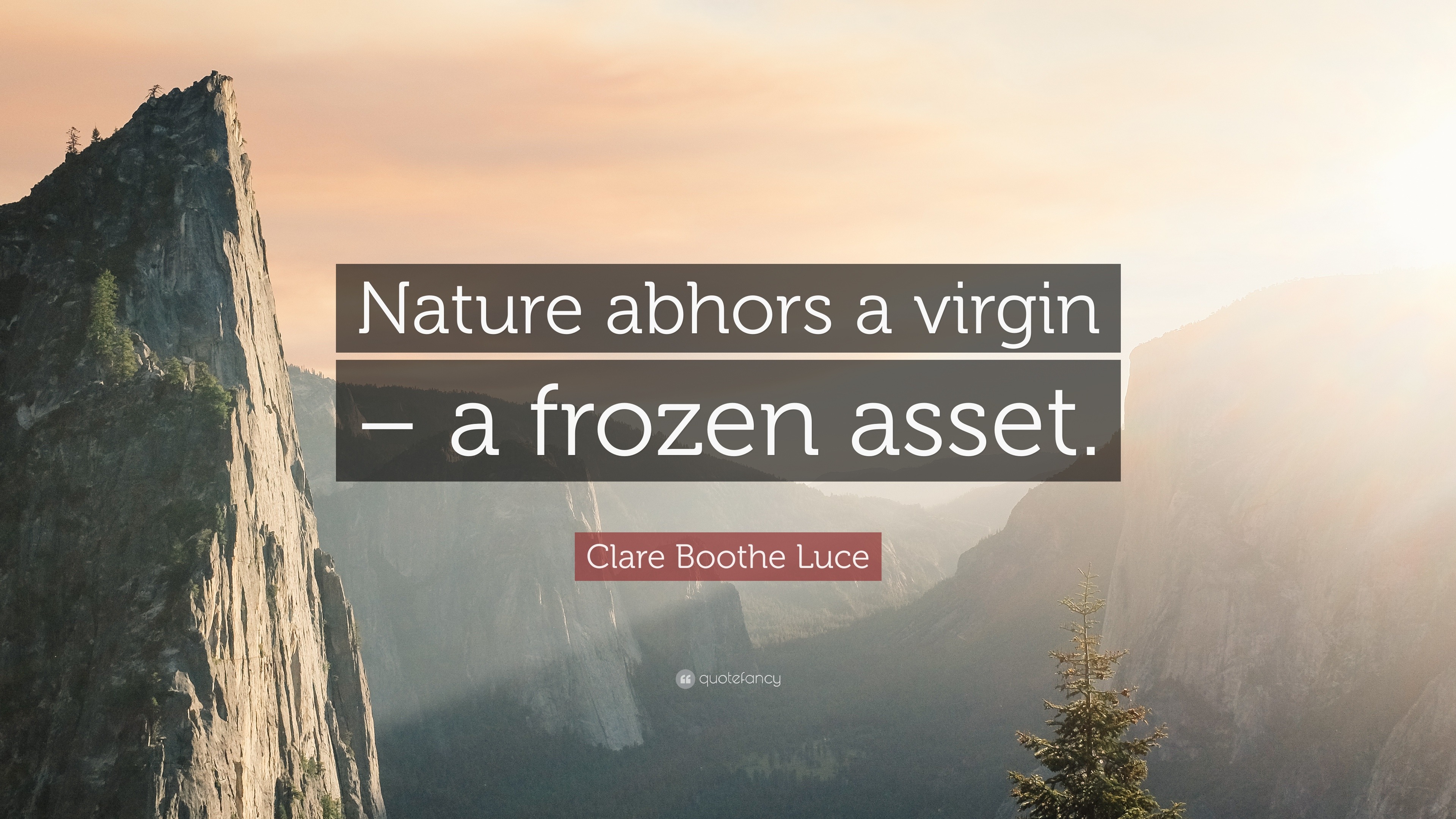 Clare Boothe Luce Quote Nature Abhors A Virgin A Frozen Asset Images, Photos, Reviews