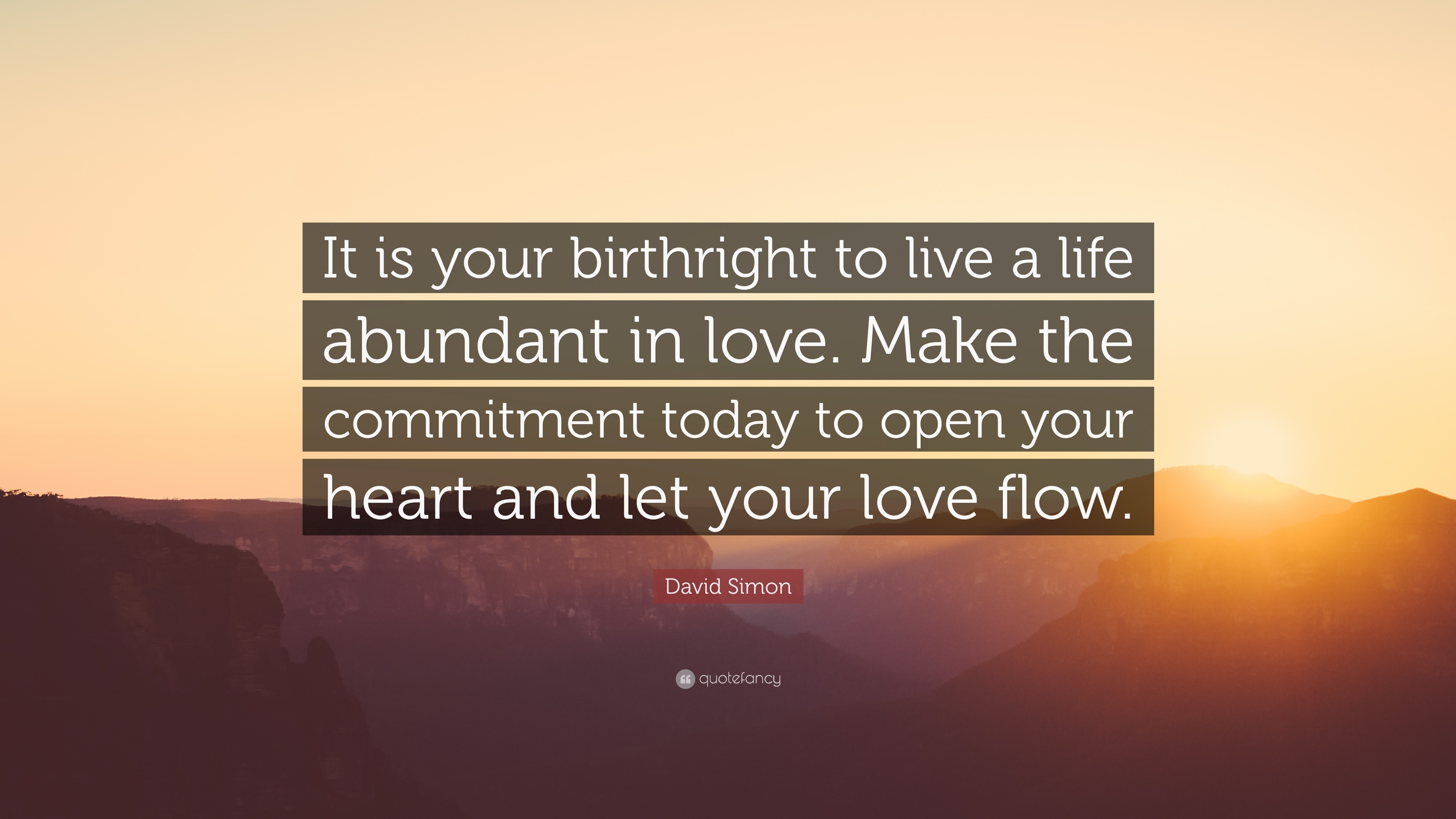 David Simon Quote “It is your birthright to live a life abundant in love