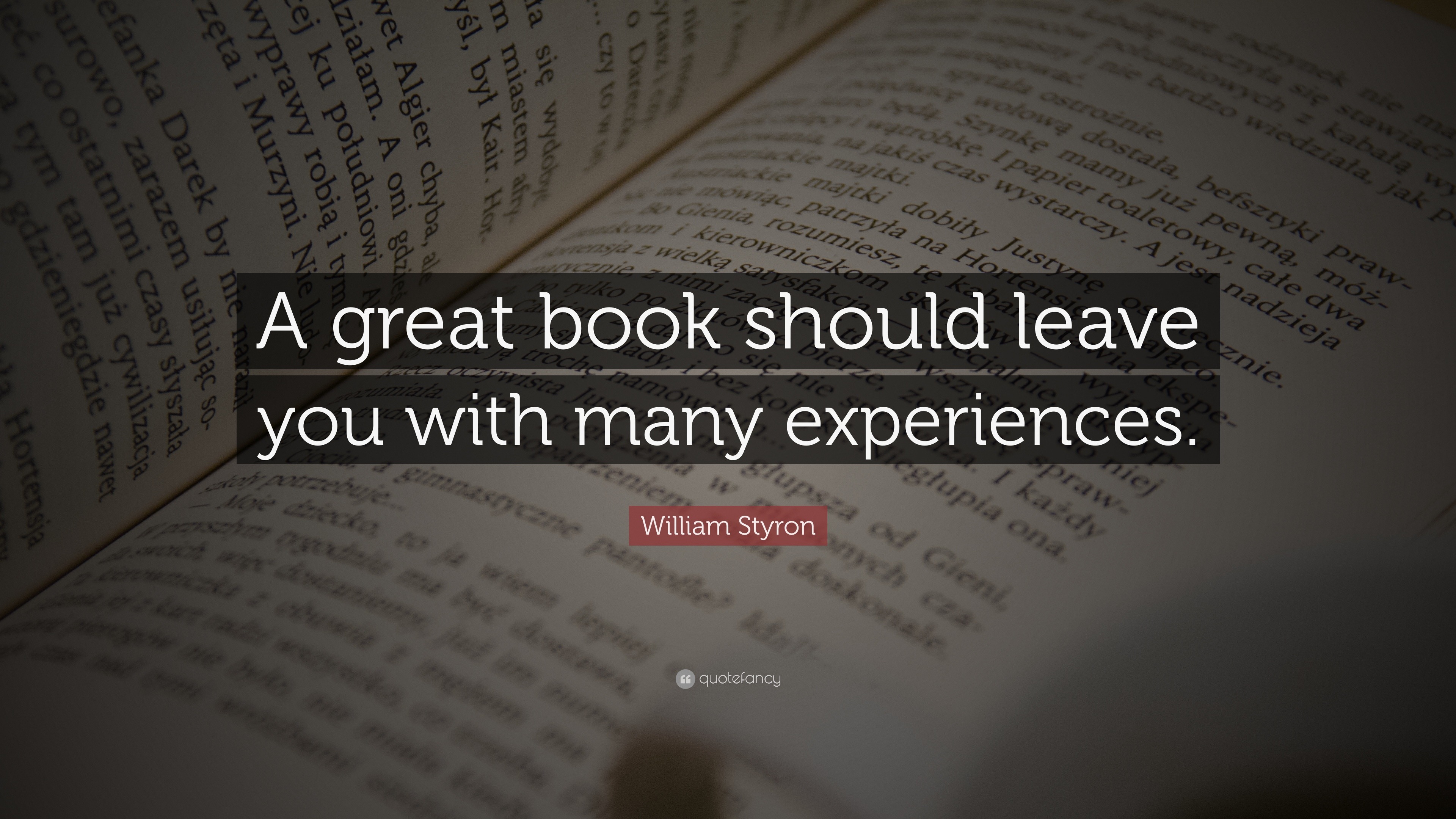 William Styron Quote: “A great book should leave you with many ...