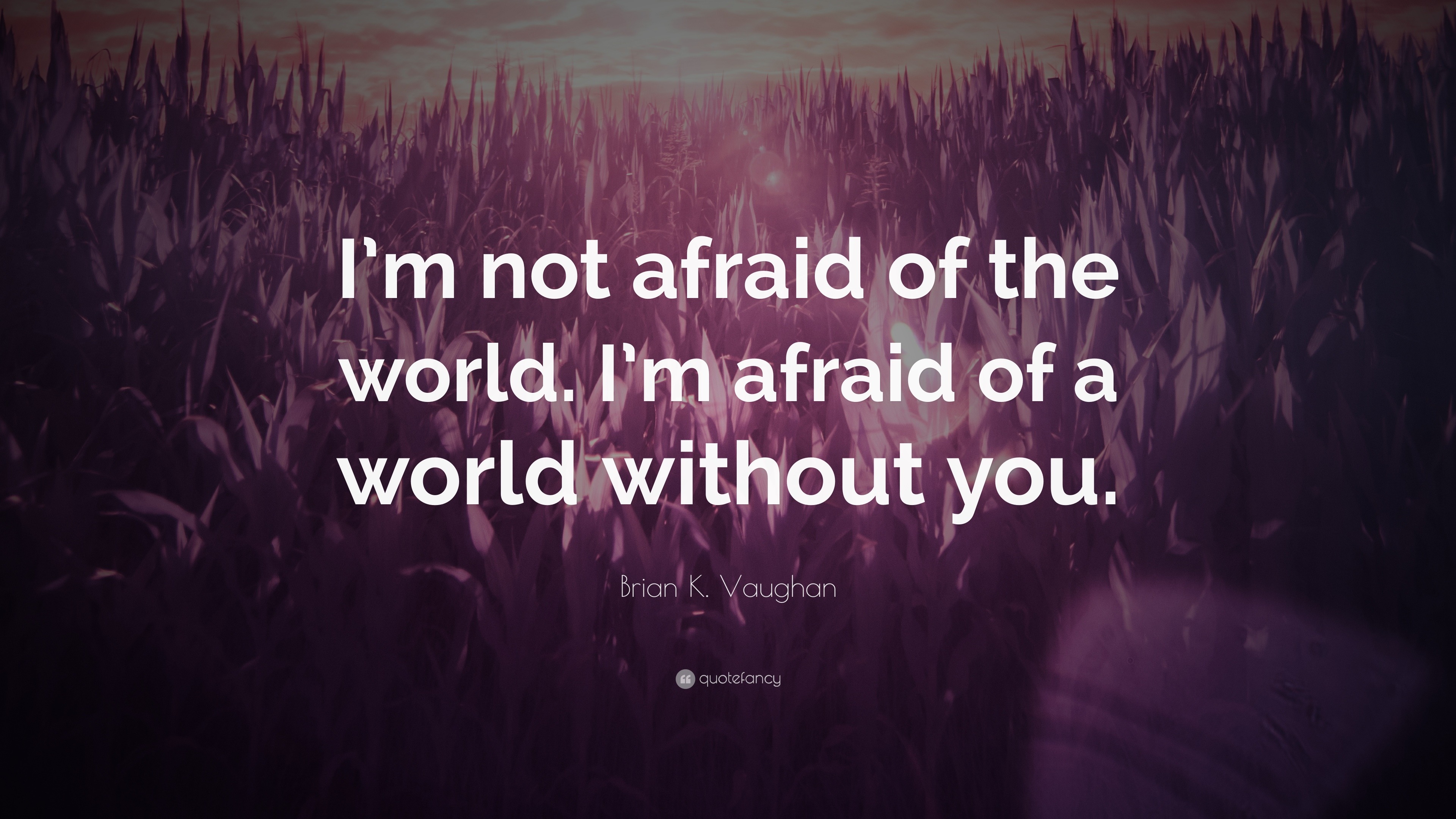 Brian K. Vaughan Quote: “I'm Not Afraid Of The World. I'm Afraid Of A