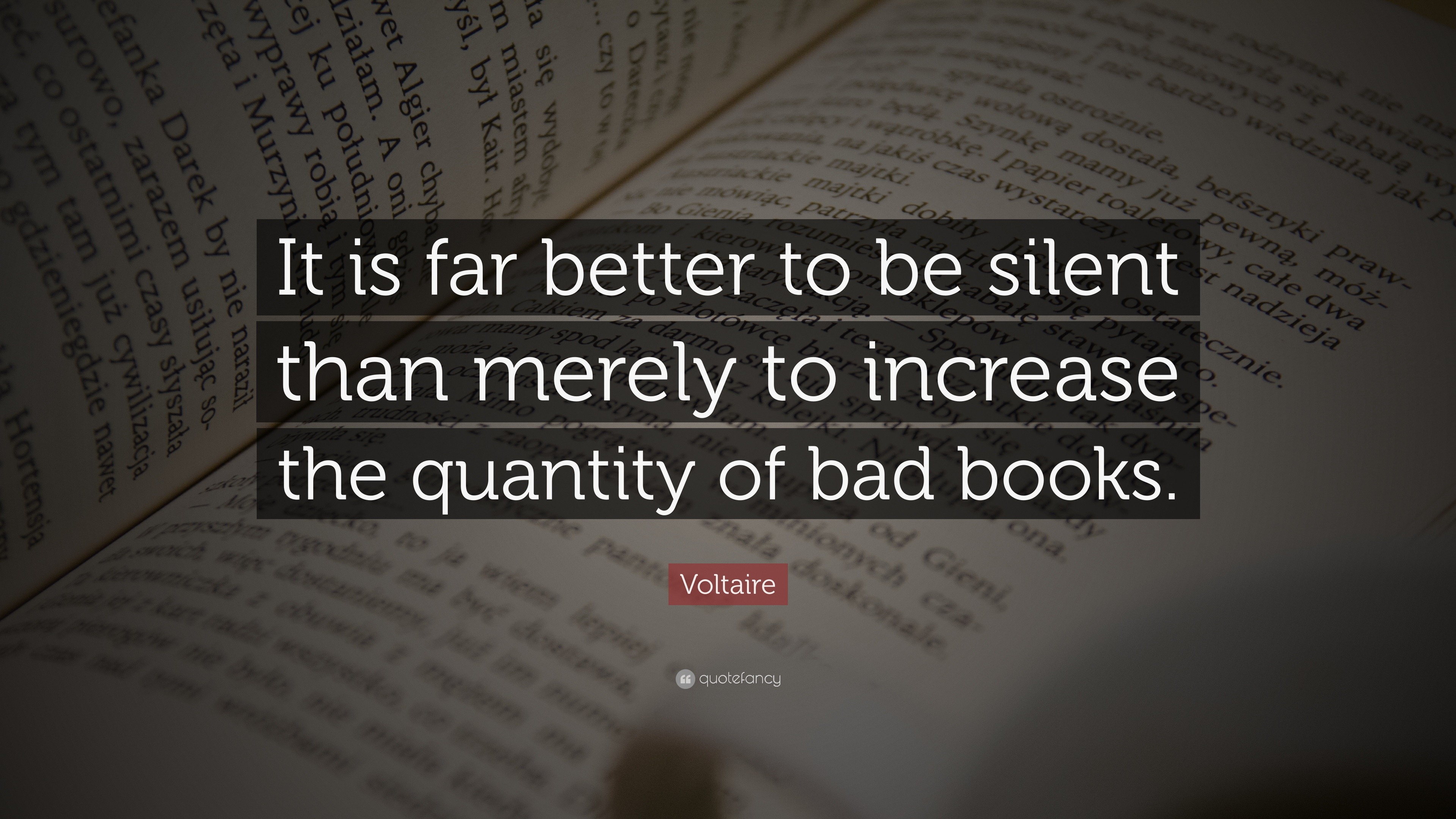 Voltaire Quote: “It is far better to be silent than merely to increase ...