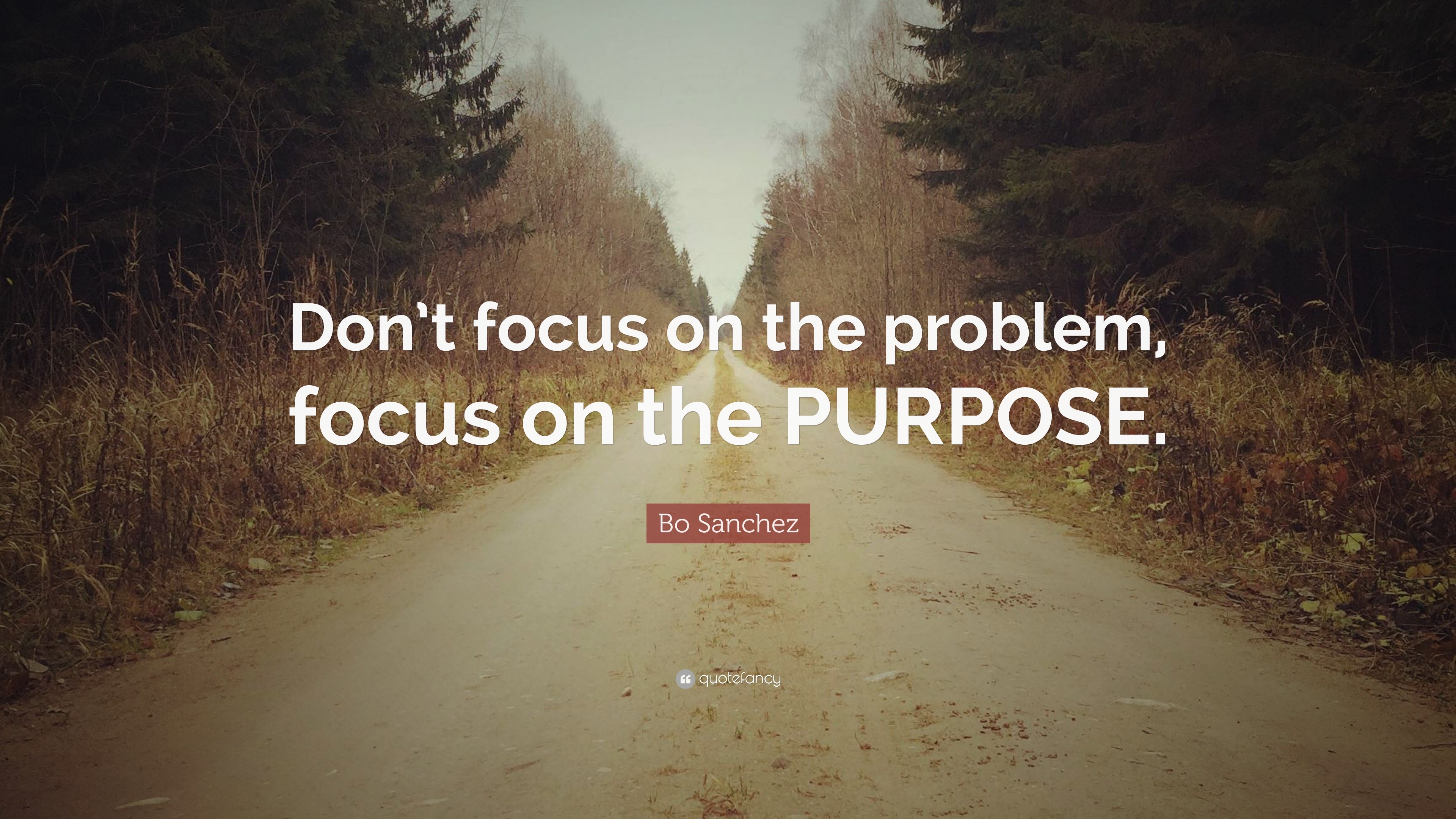 Bo Sanchez Quote: “Don’t focus on the problem, focus on the PURPOSE.”