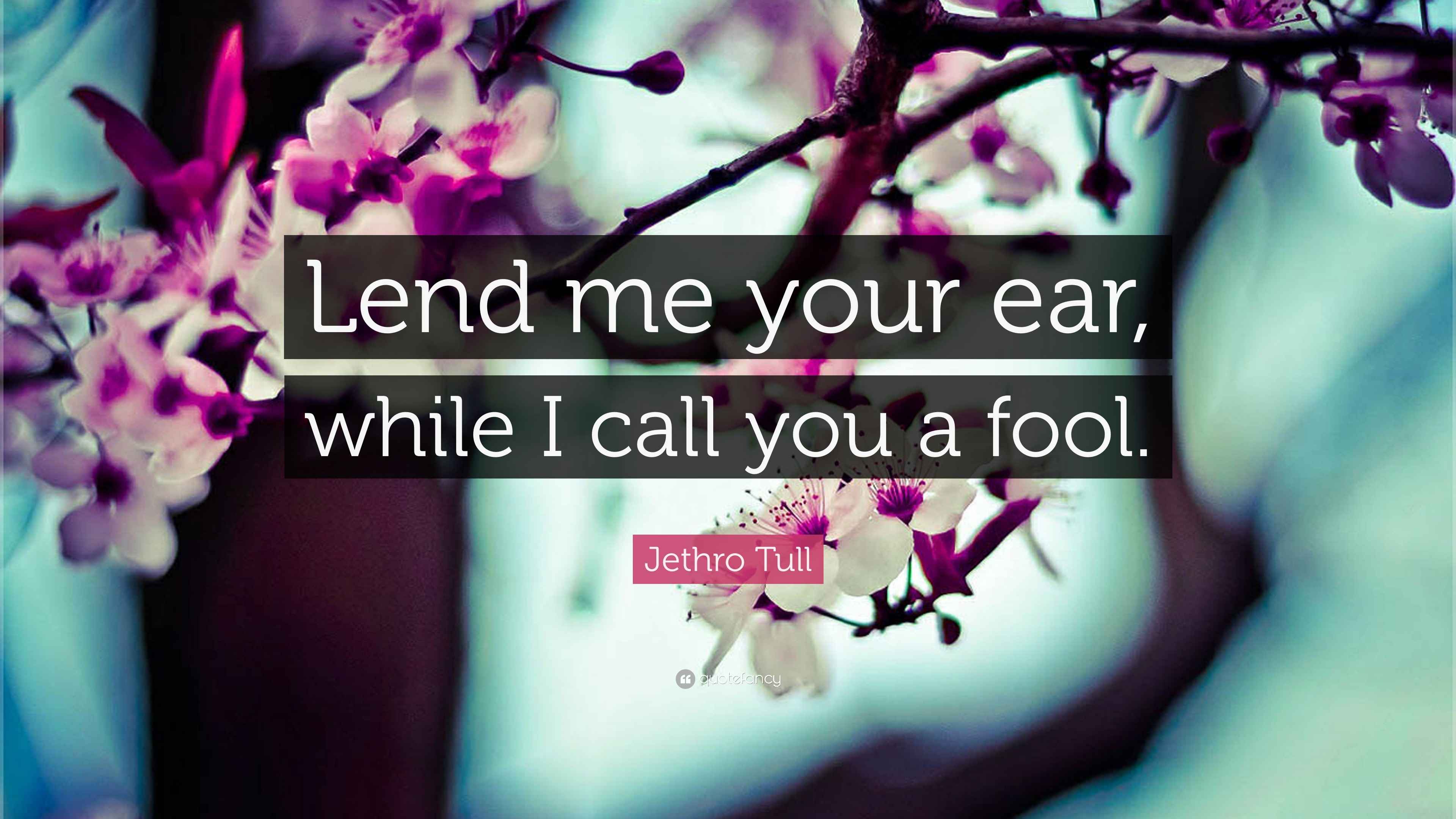 Jethro Tull Quote “Lend me your ear, while I call you a fool.”