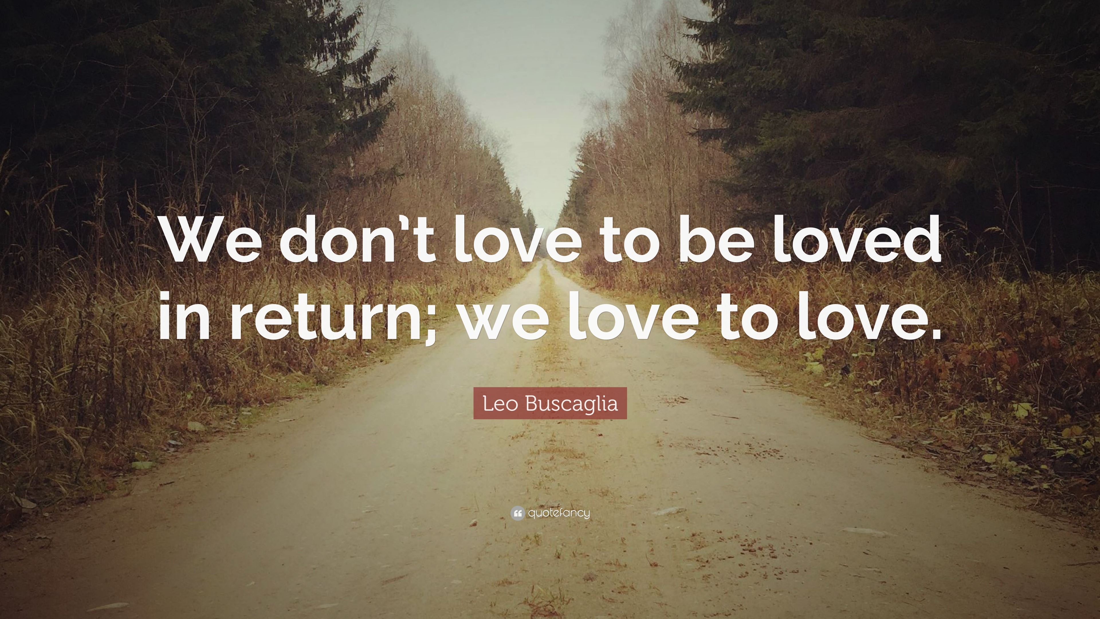 Leo Buscaglia Quote: â€œWe donâ€™t love to be loved in return; we love to