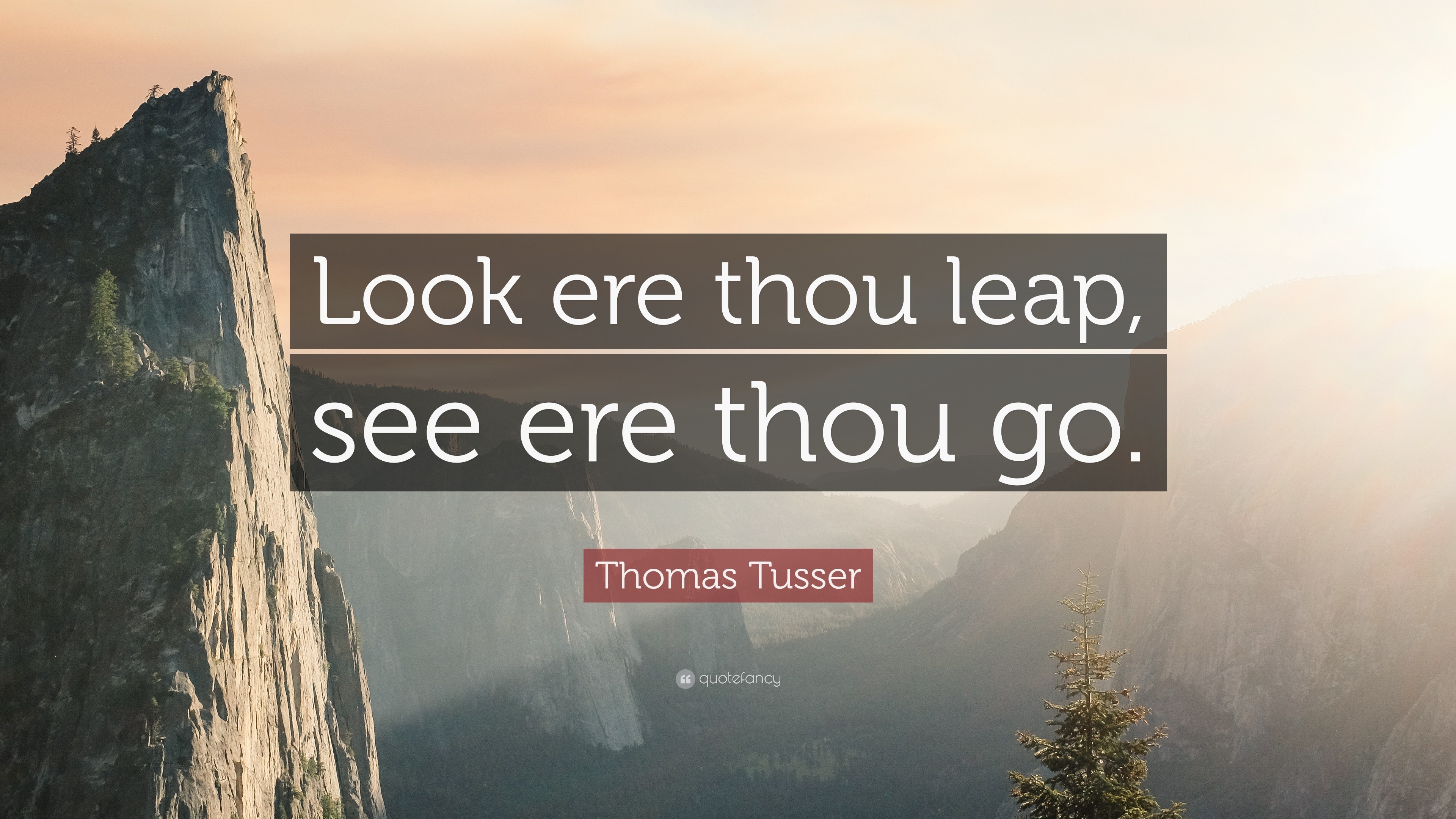 Thomas Tusser Quote: “Look Ere Thou Leap, See Ere Thou Go.”