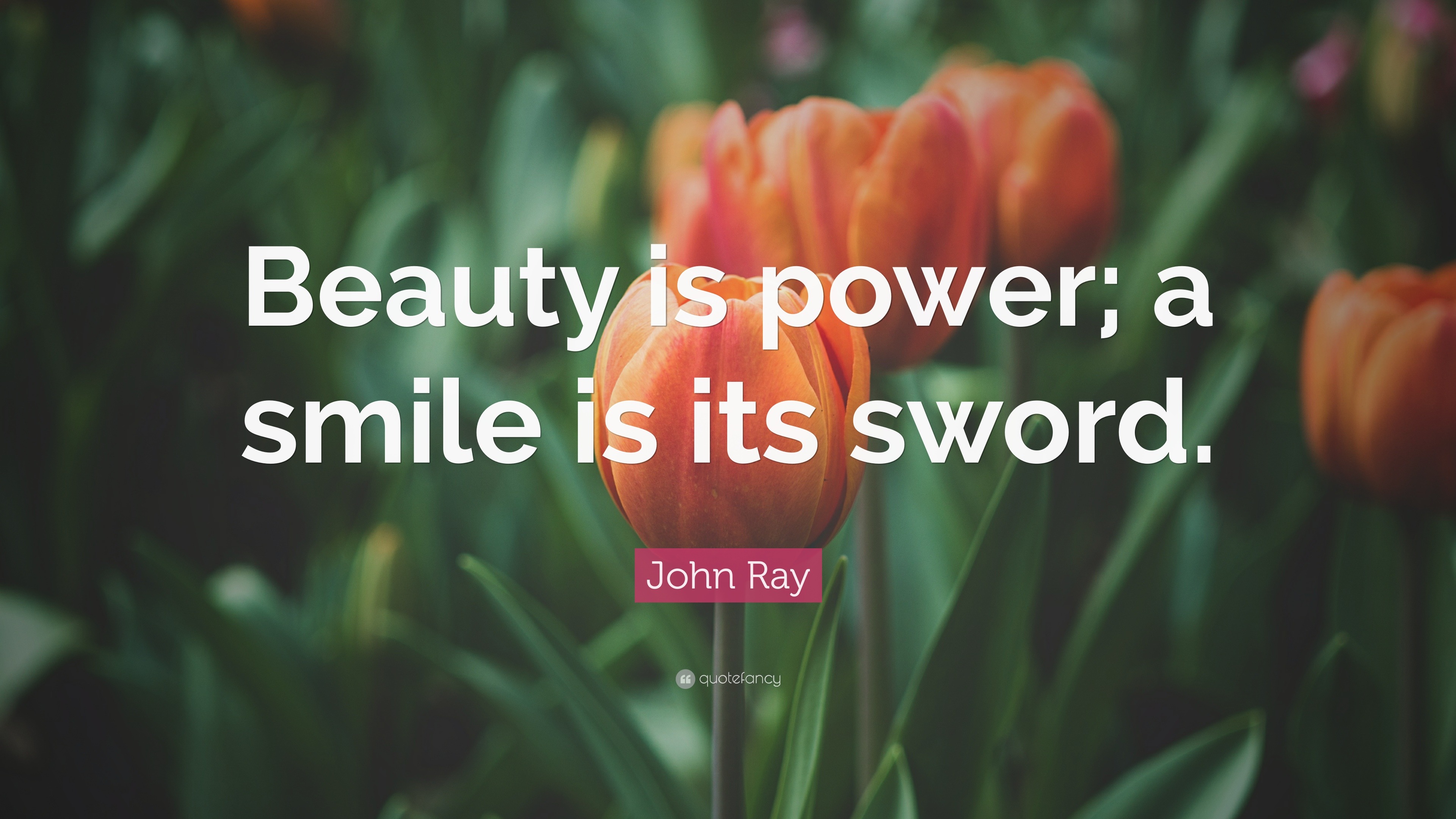 John Ray Quote: “Beauty is power; a smile is its sword.”