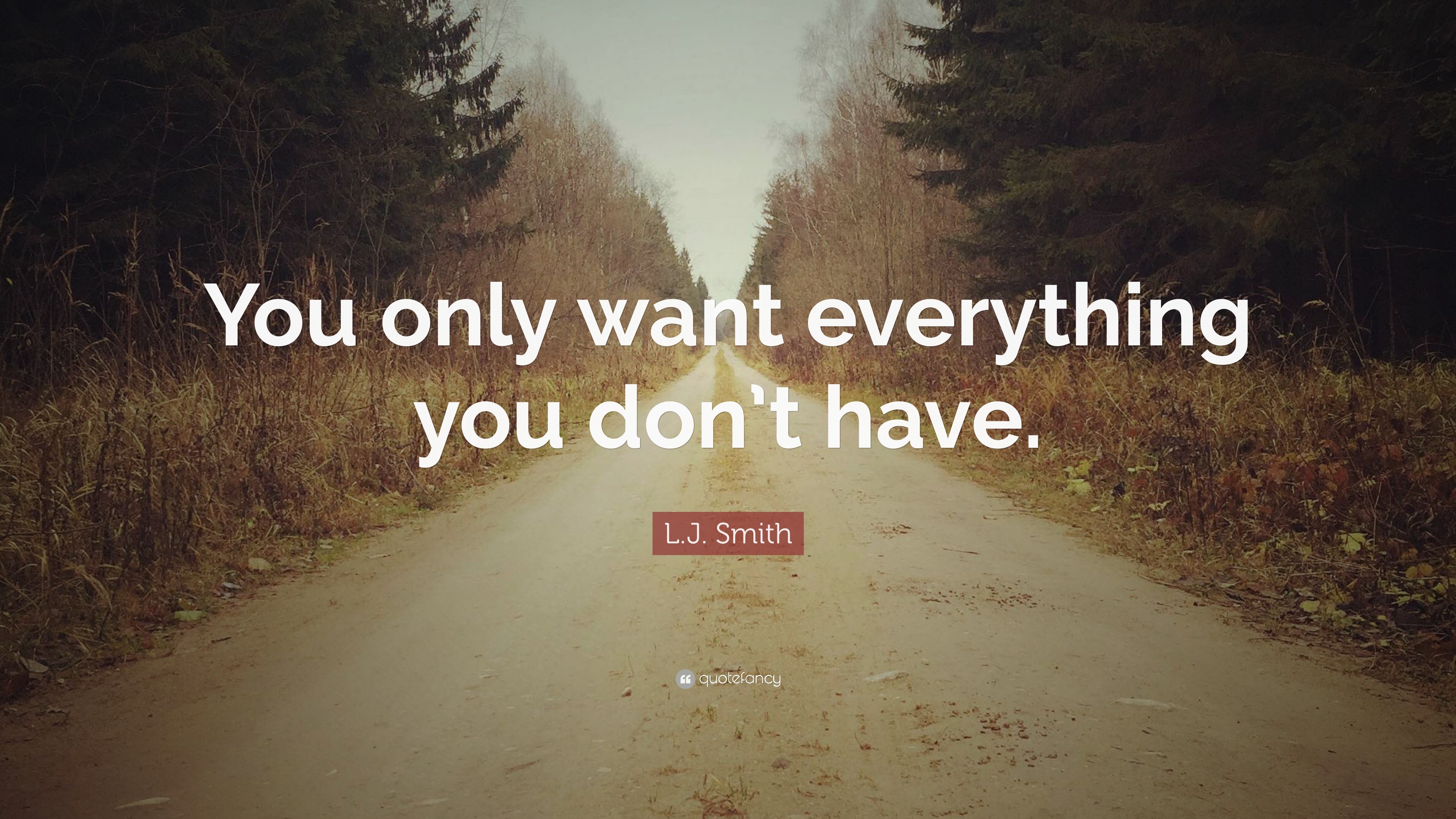 L.J. Smith Quote: “You only want everything you don’t have.”