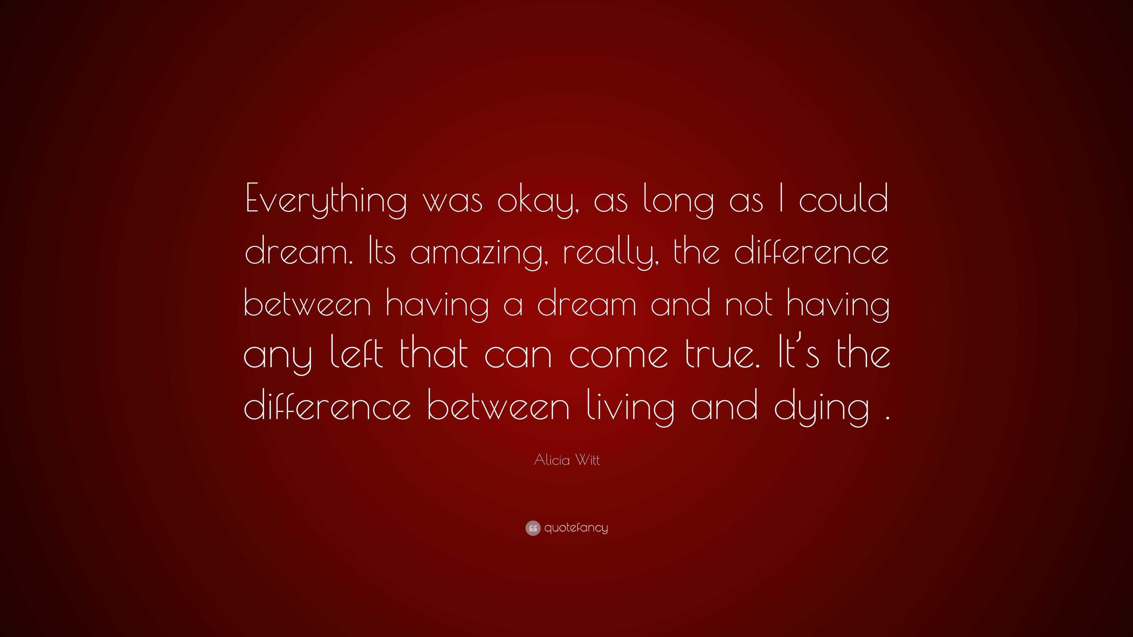 Alicia Witt Quote: “Everything was okay, as long as I could dream. Its ...