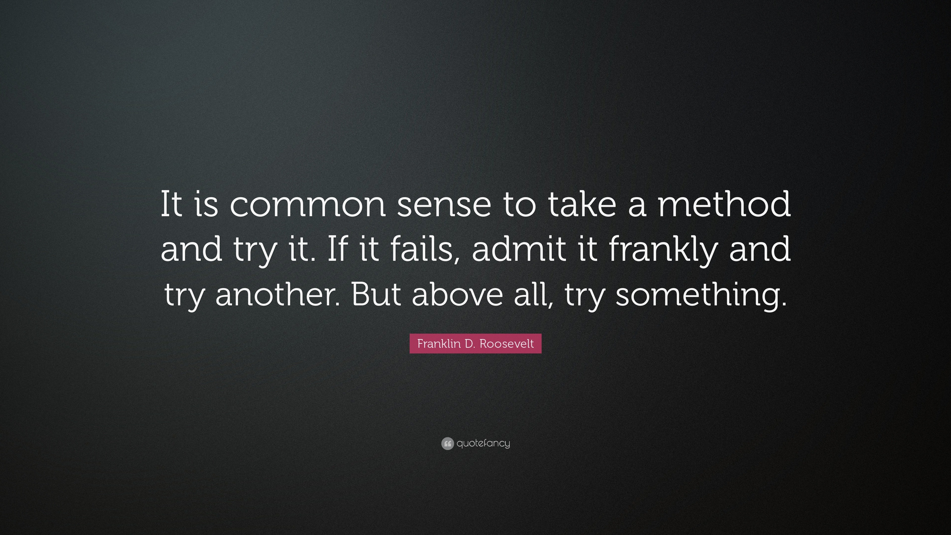 Franklin D Roosevelt Quote: It is common sense to take a method and