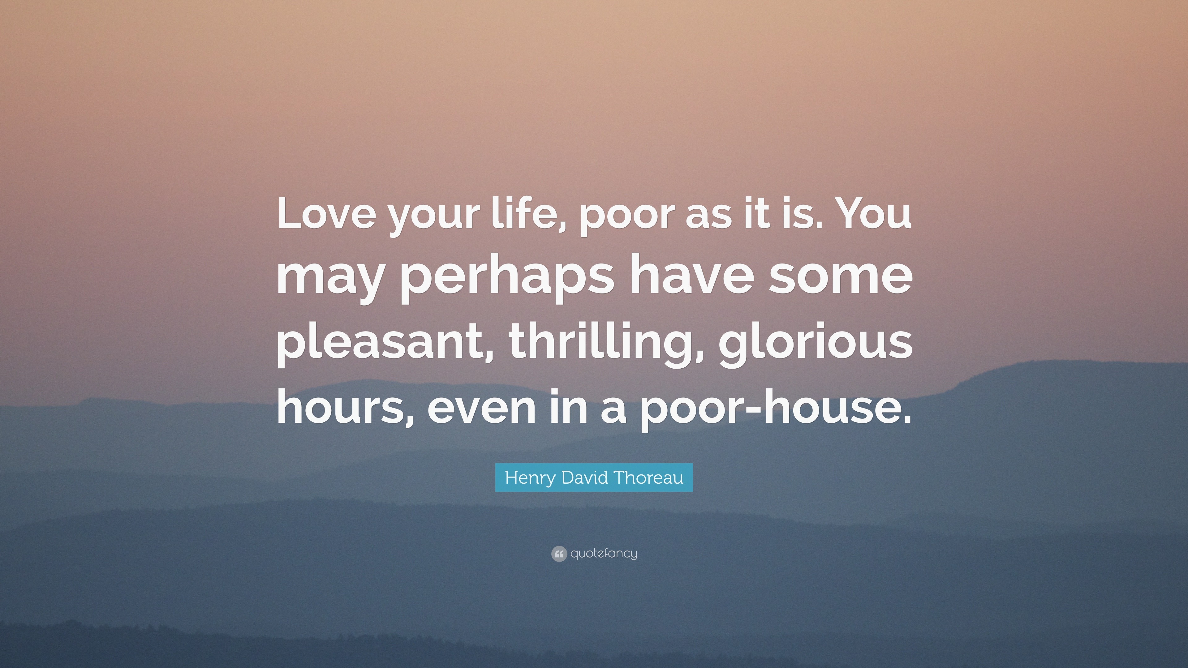 Henry David Thoreau Quote: “Love your life, poor as it is. You may