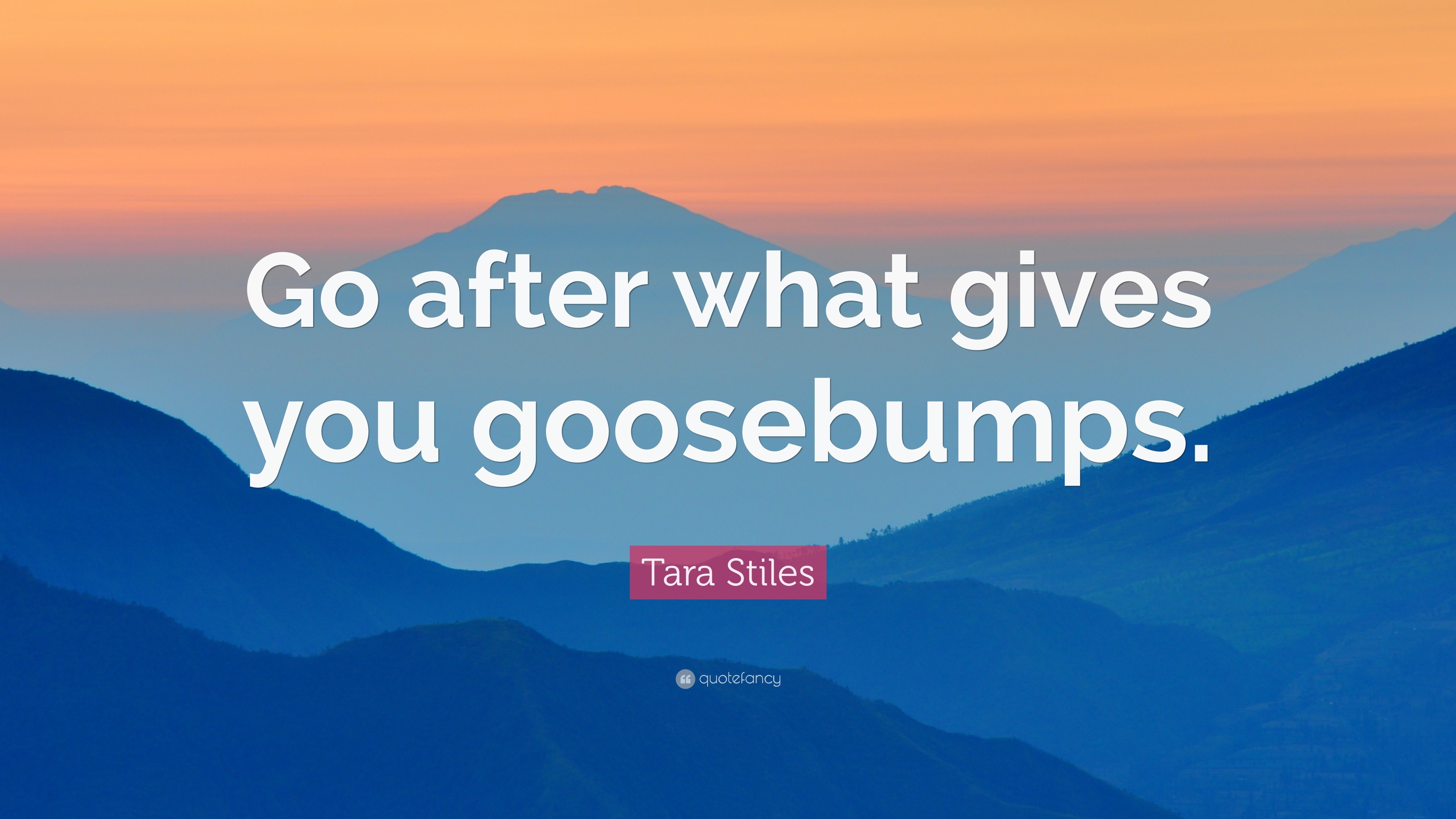 Tara Stiles Quote “Go after what gives you goosebumps.”