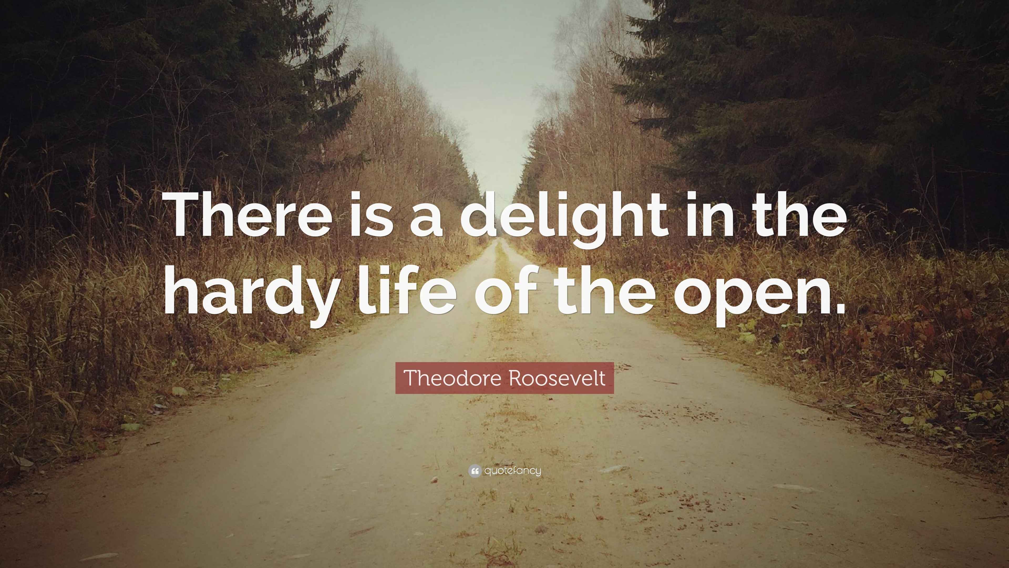Theodore Roosevelt Quote “There is a delight in the hardy life of the open.”