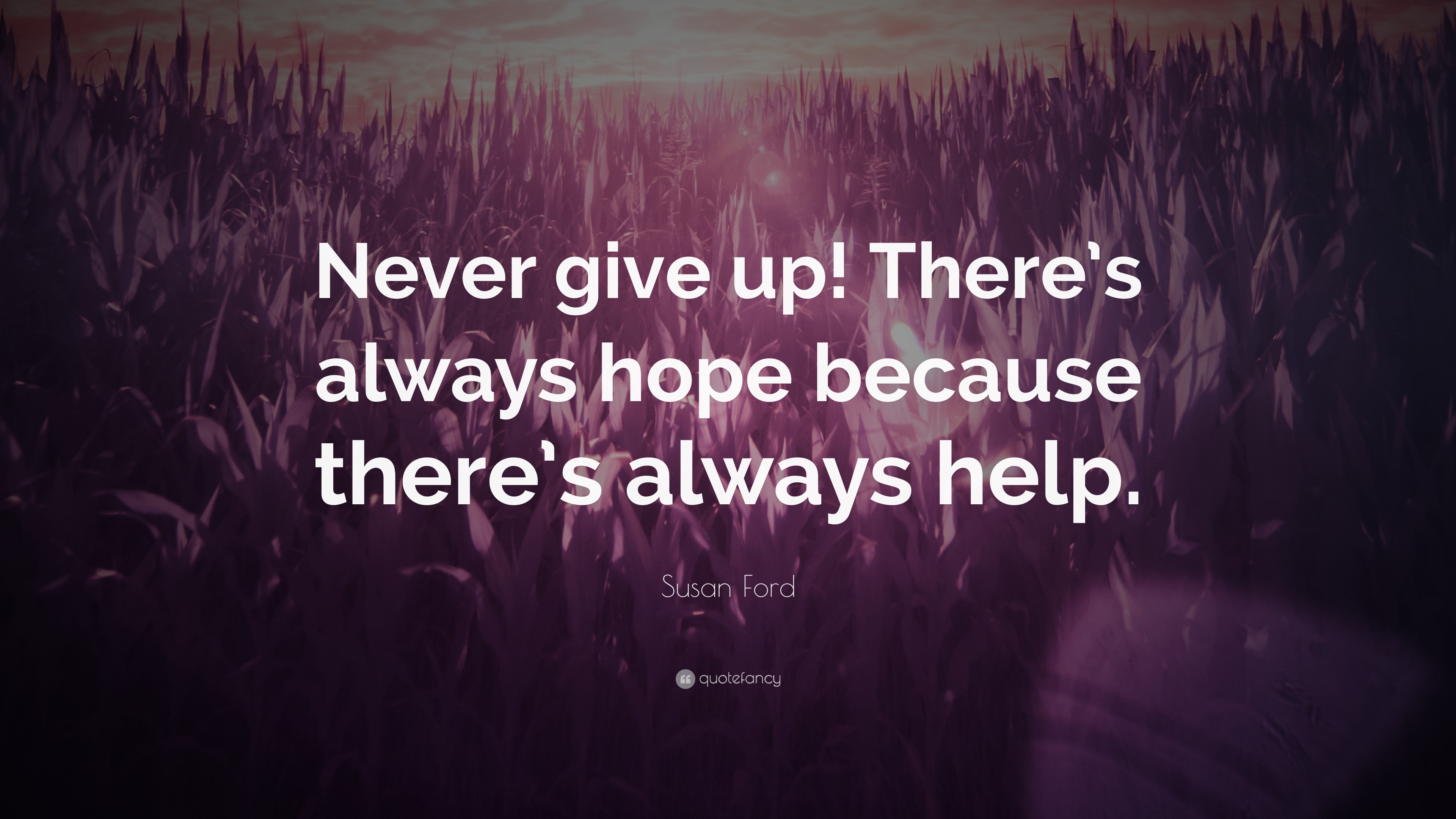 Susan Ford Quote “Never give up There s always hope because there s always help