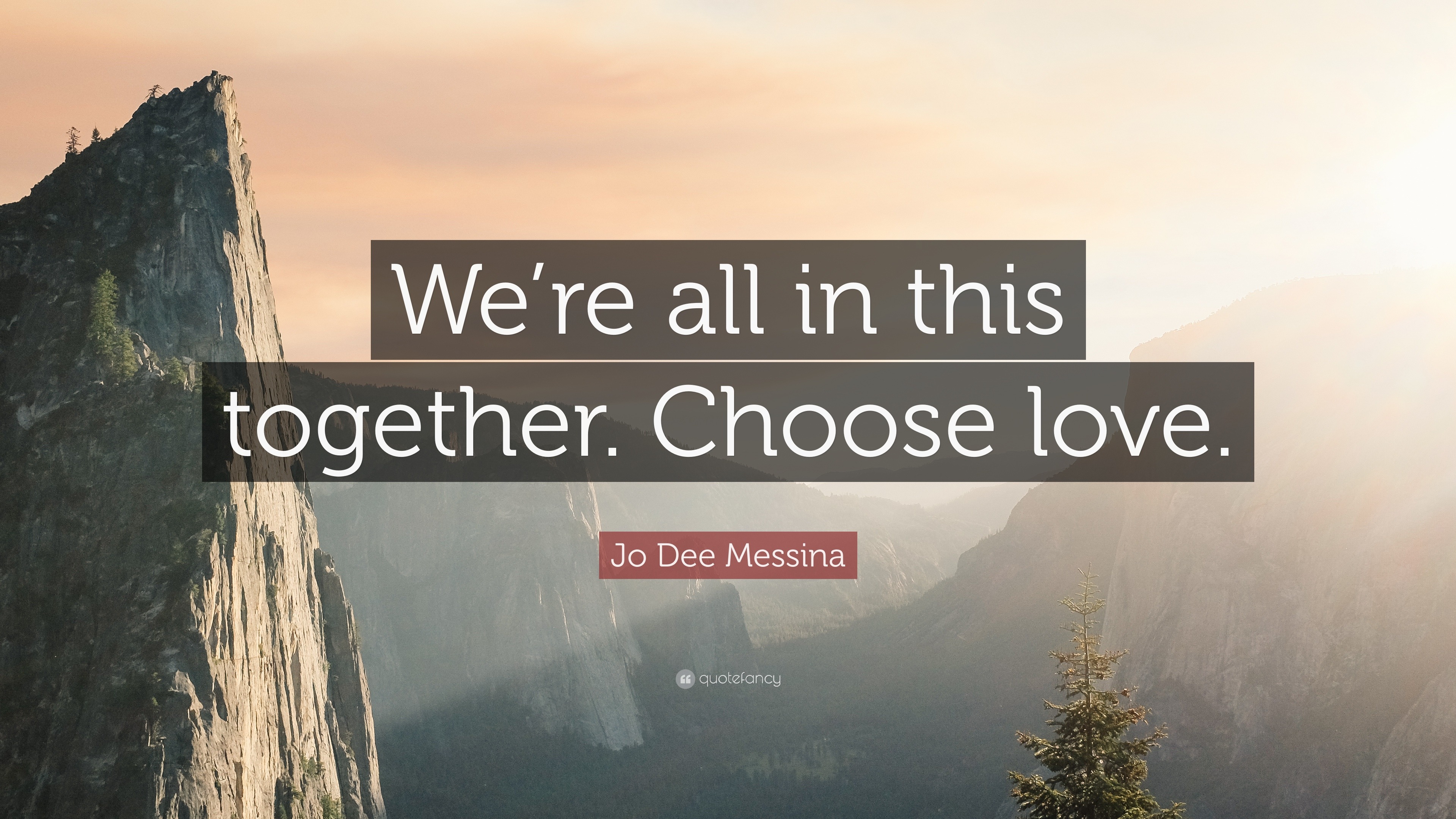 Jo Dee Messina Quote: “We’re all in this together. Choose love.”