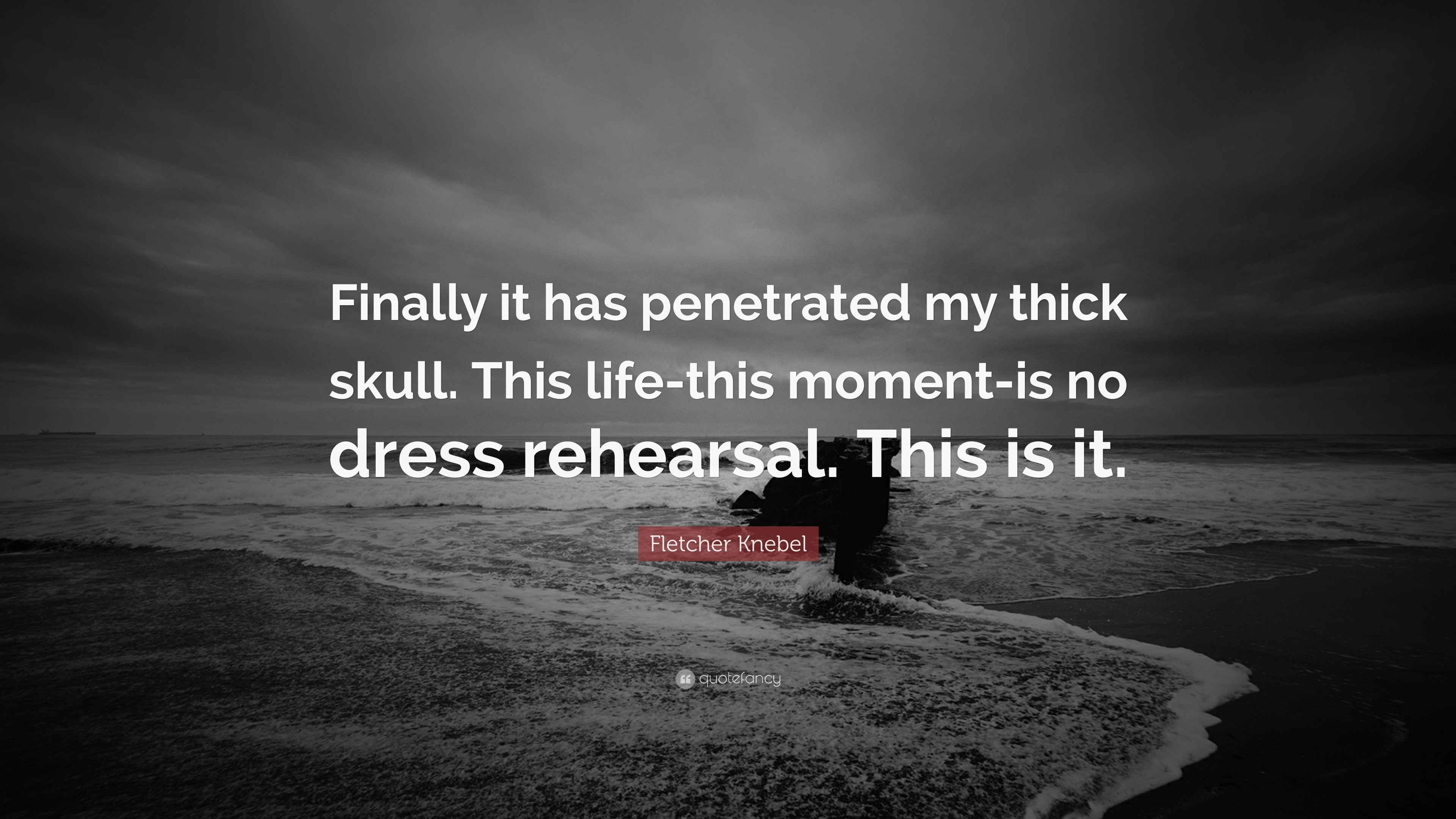 Fletcher Knebel Quote “Finally it has my thick skull. This lifethis momentis no