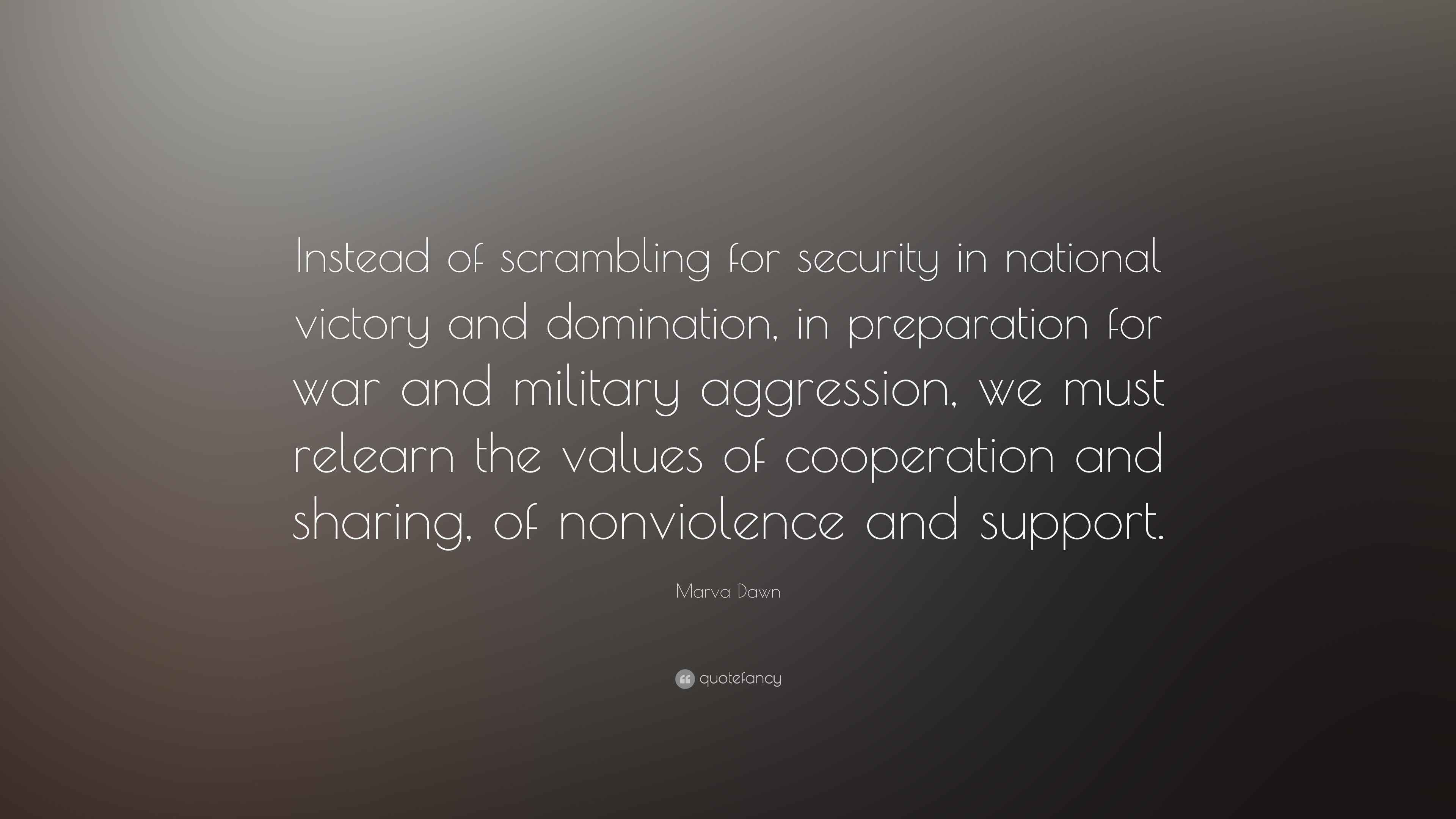 Marva Dawn Quote: “Instead of scrambling for security in national ...