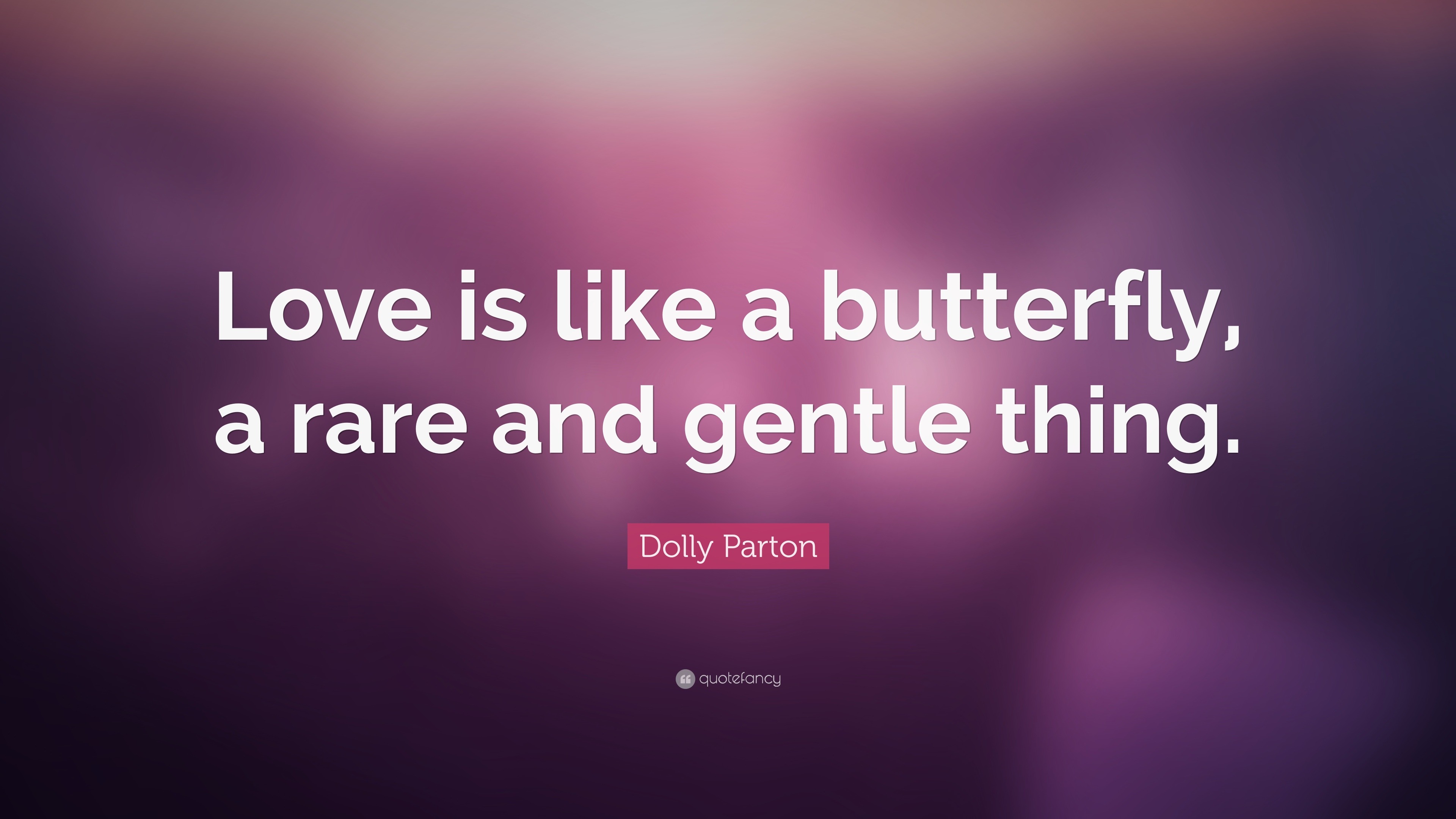 Dolly Parton Quote “Love is like a butterfly a rare and gentle thing