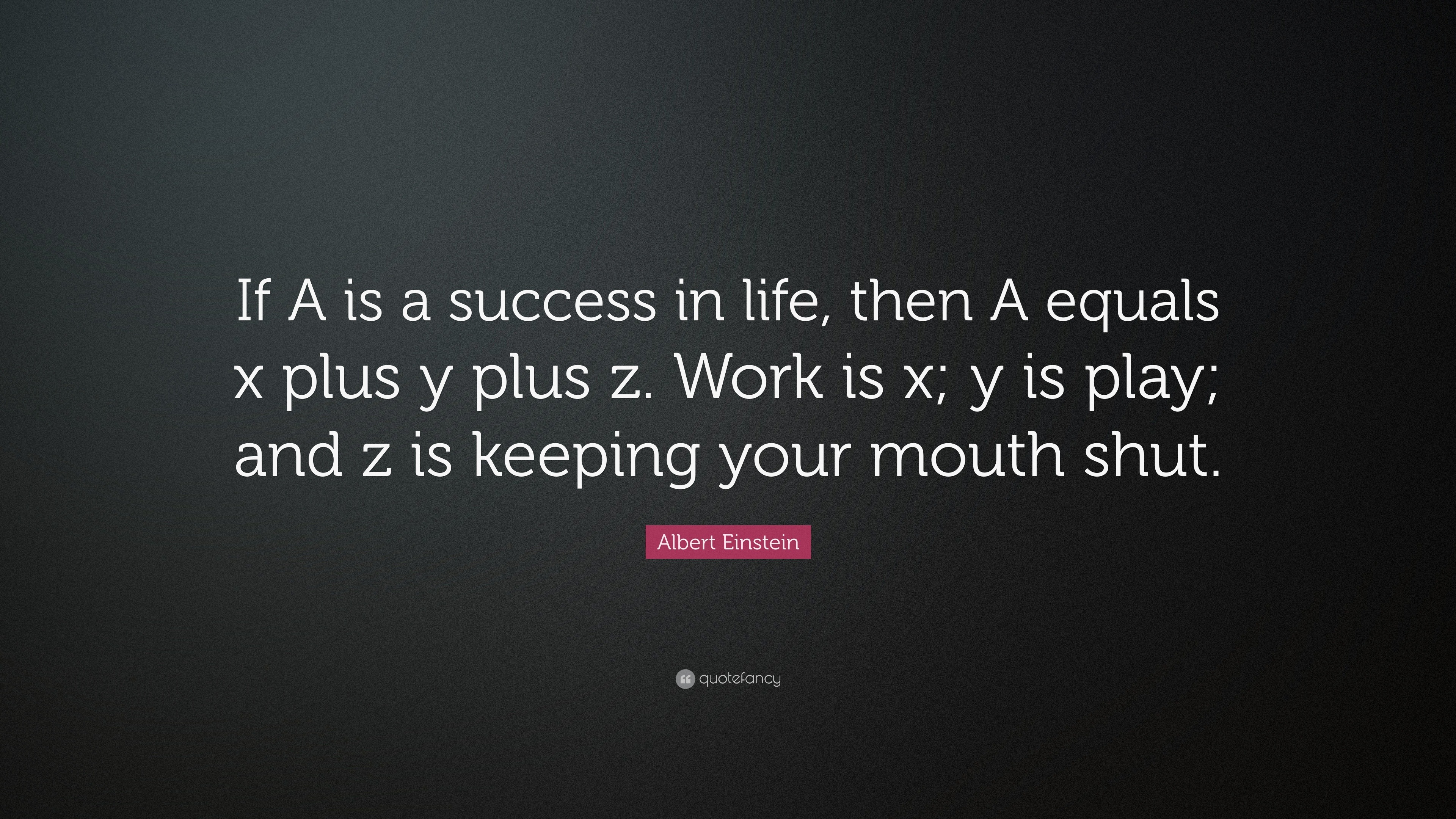 Albert Einstein Quote If A Is A Success In Life Then A Equals X