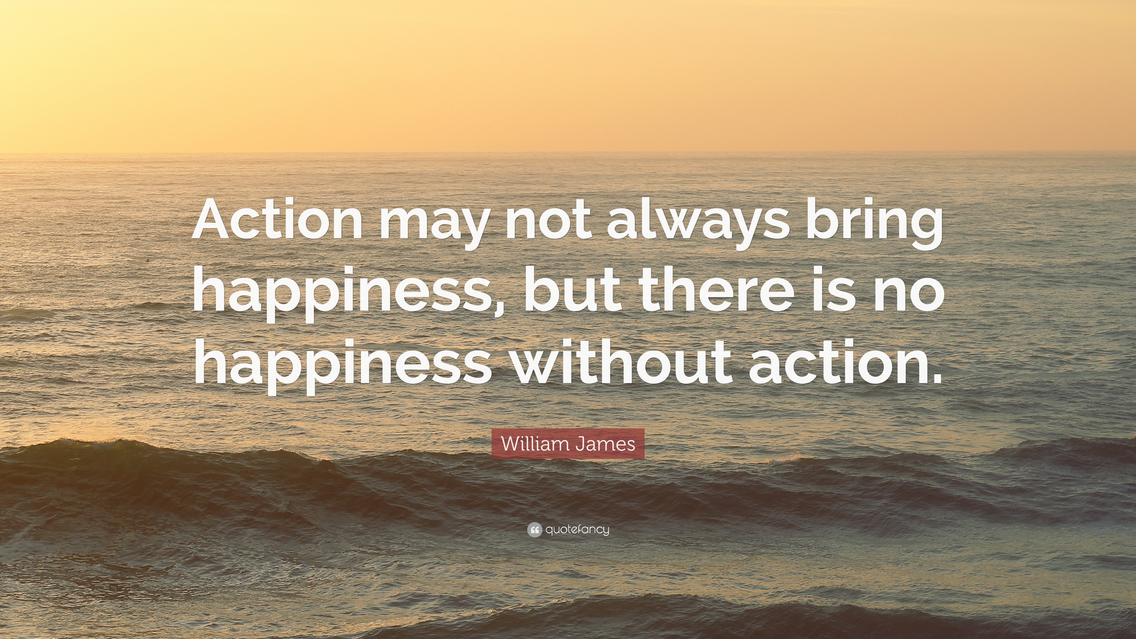 William James Quote: “Action may not always bring happiness, but there ...