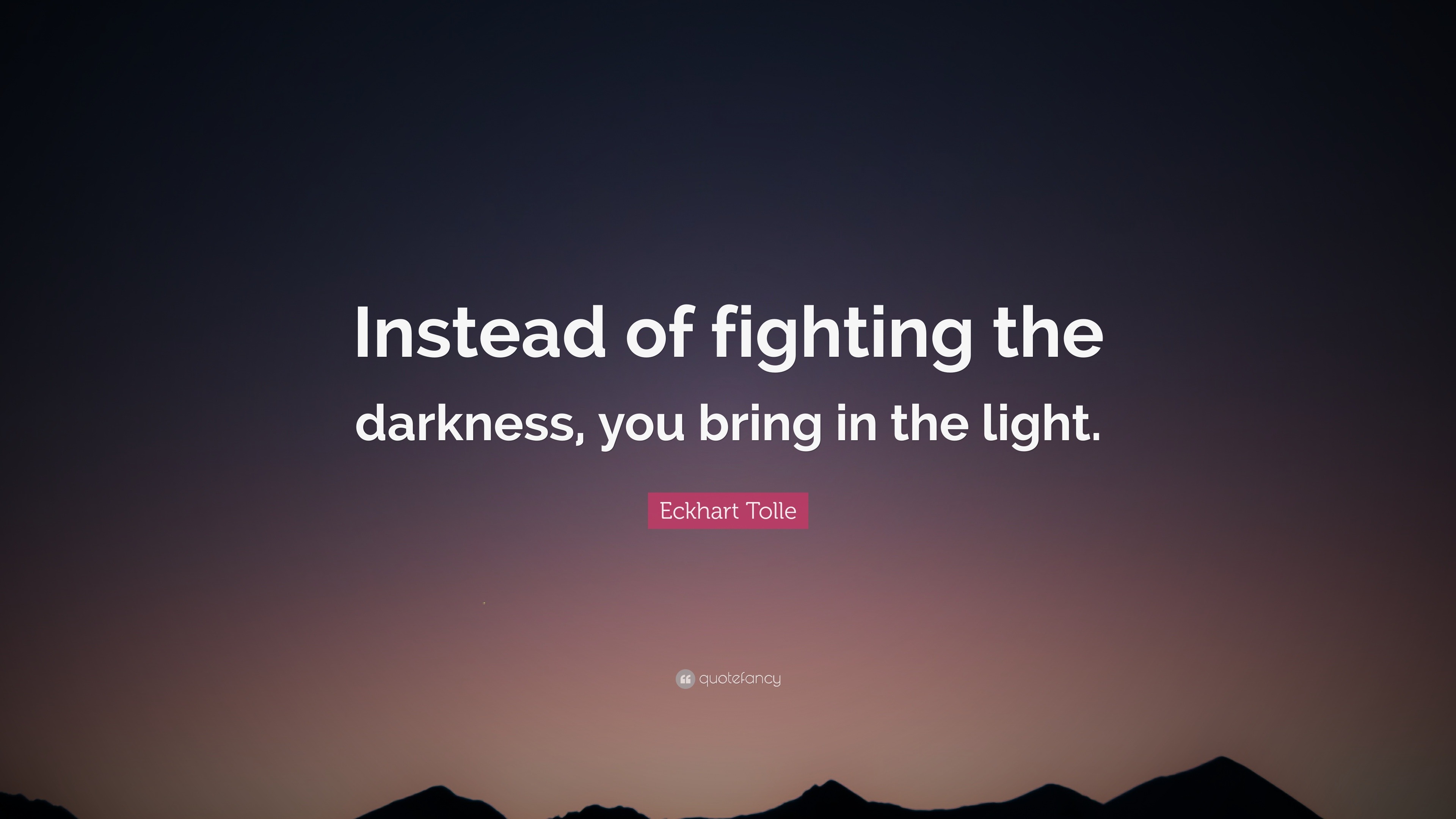 Quote: “Instead of fighting the darkness, you bring light.”