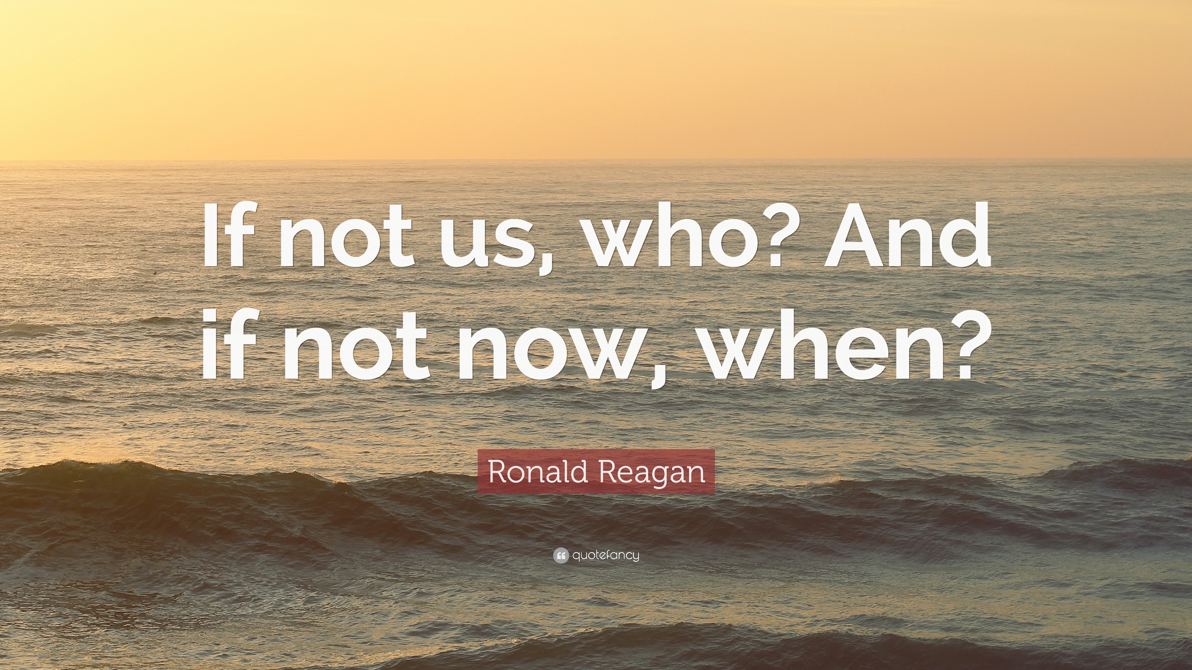 Ronald Reagan Quote: "If not us, who? And if not now, when?"