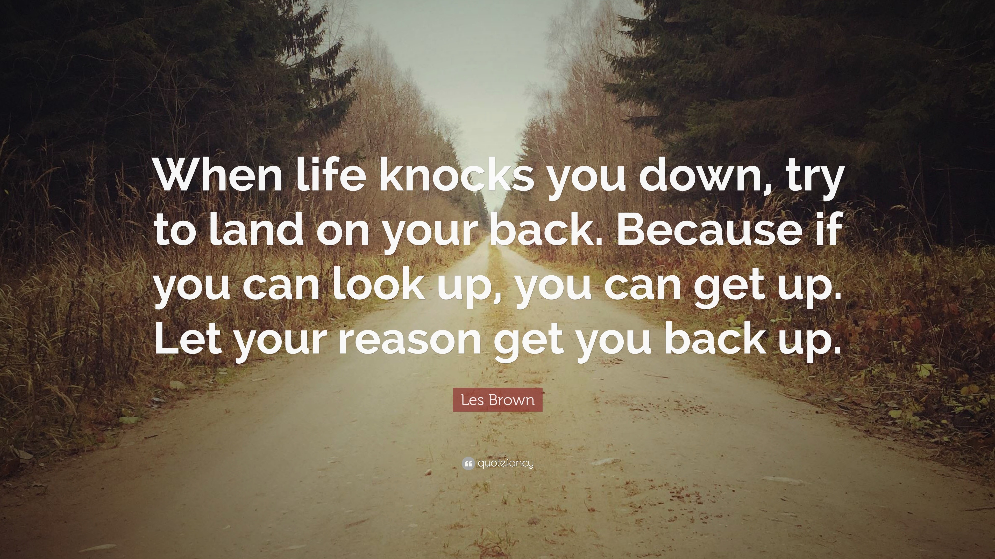 Les Brown Quote “When life knocks you down try to land on your