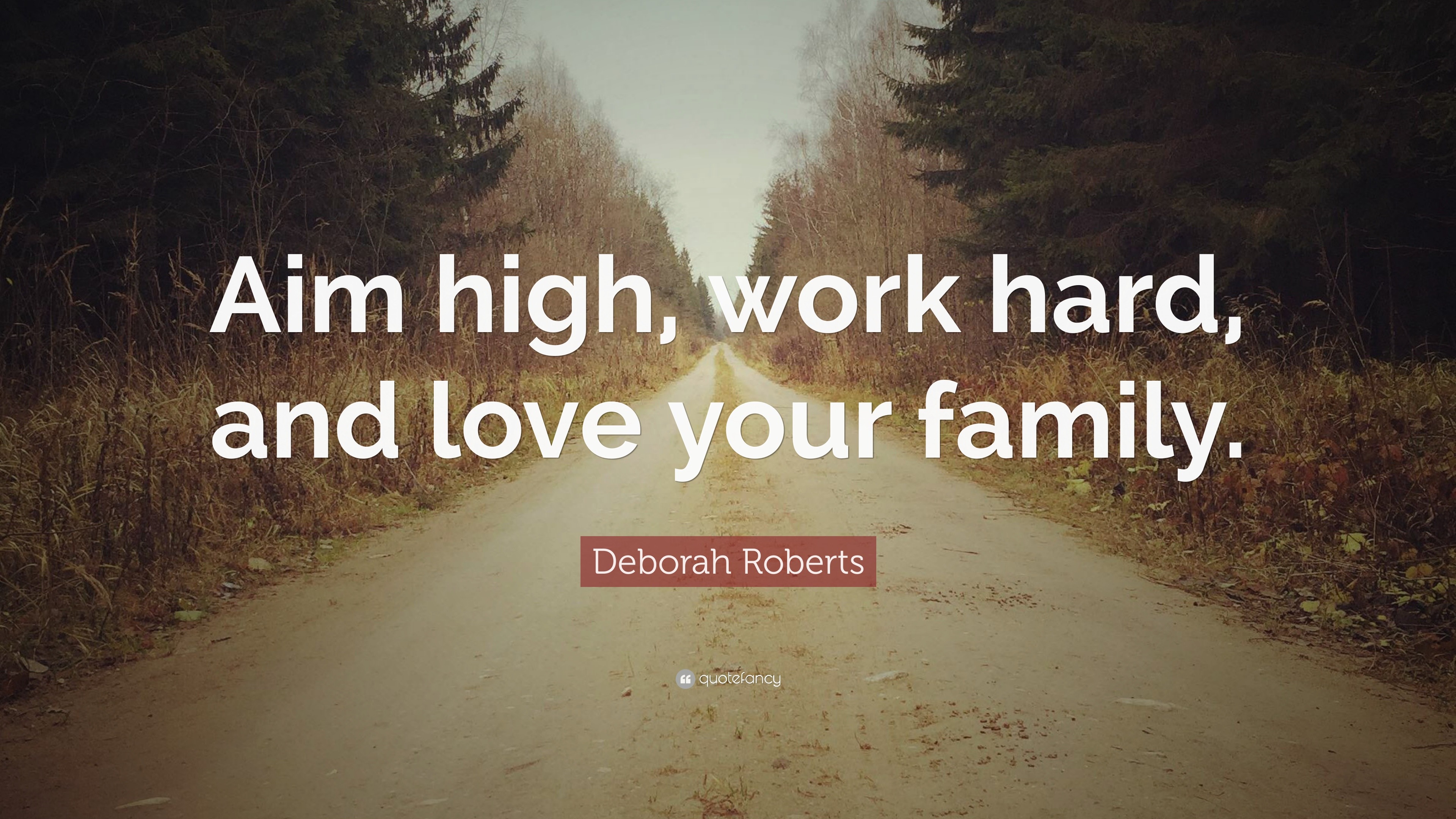 Deborah Roberts Quote “Aim high work hard and love your family
