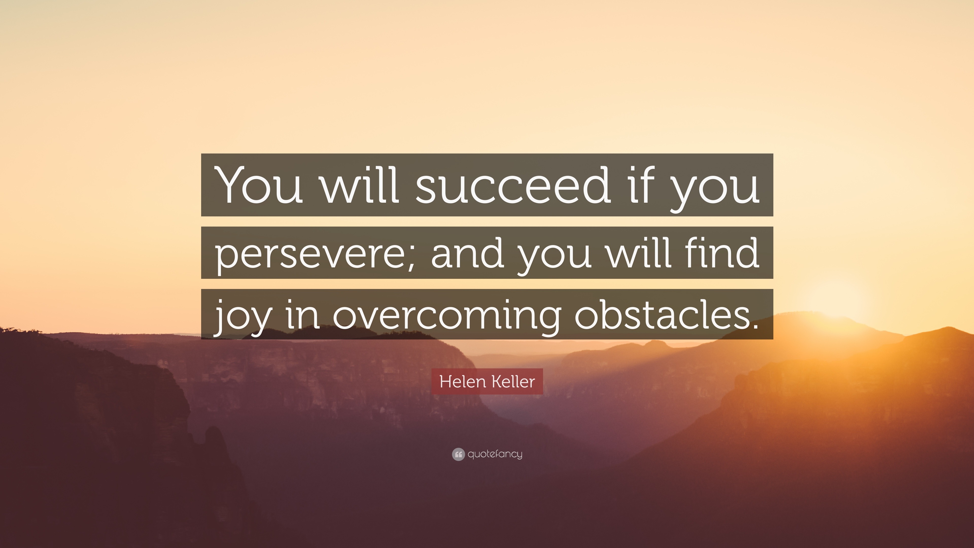 Helen Keller Quote: “You will succeed if you persevere; and you will ...