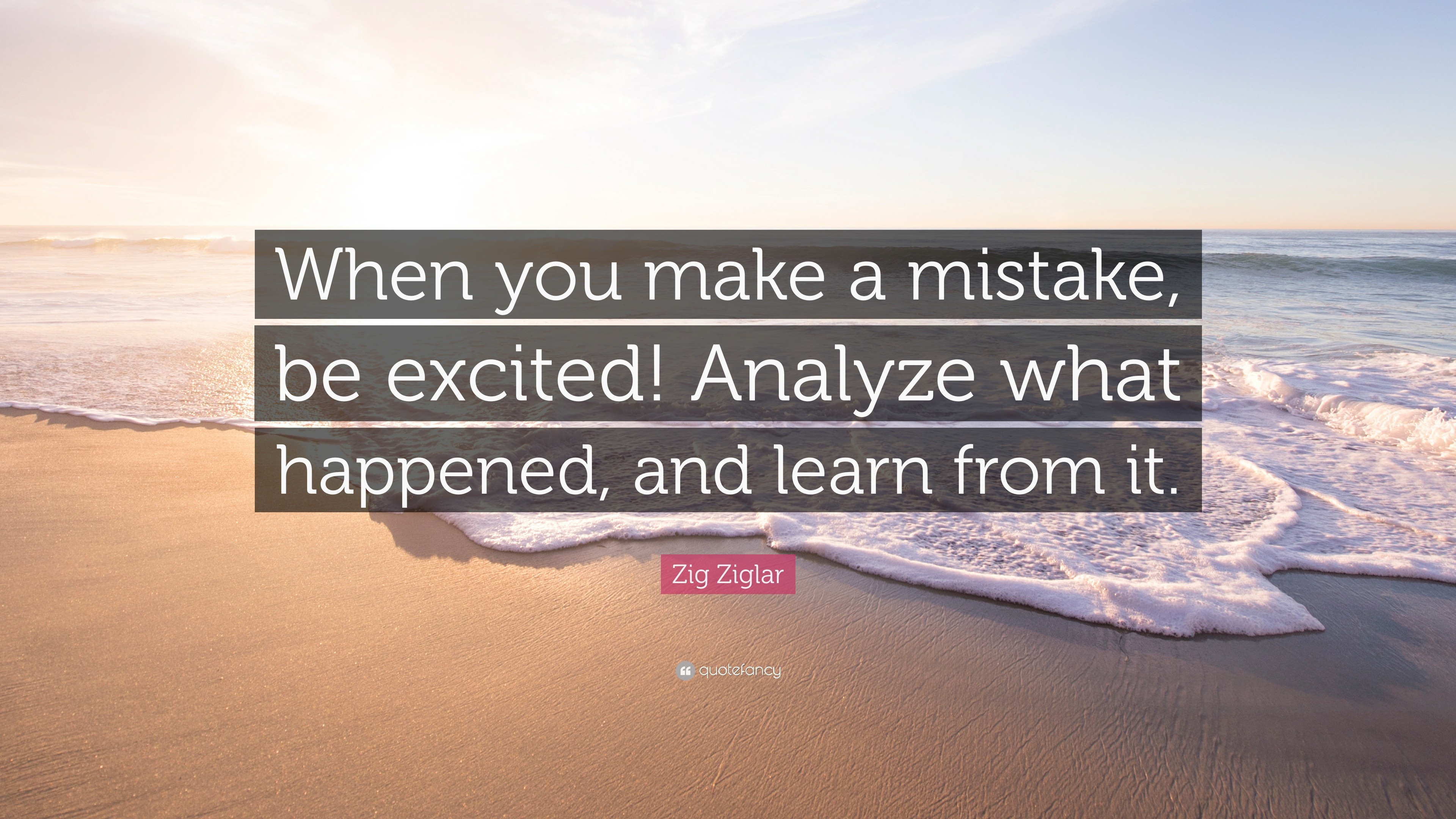 Zig Ziglar Quote “When you make a mistake be excited Analyze what