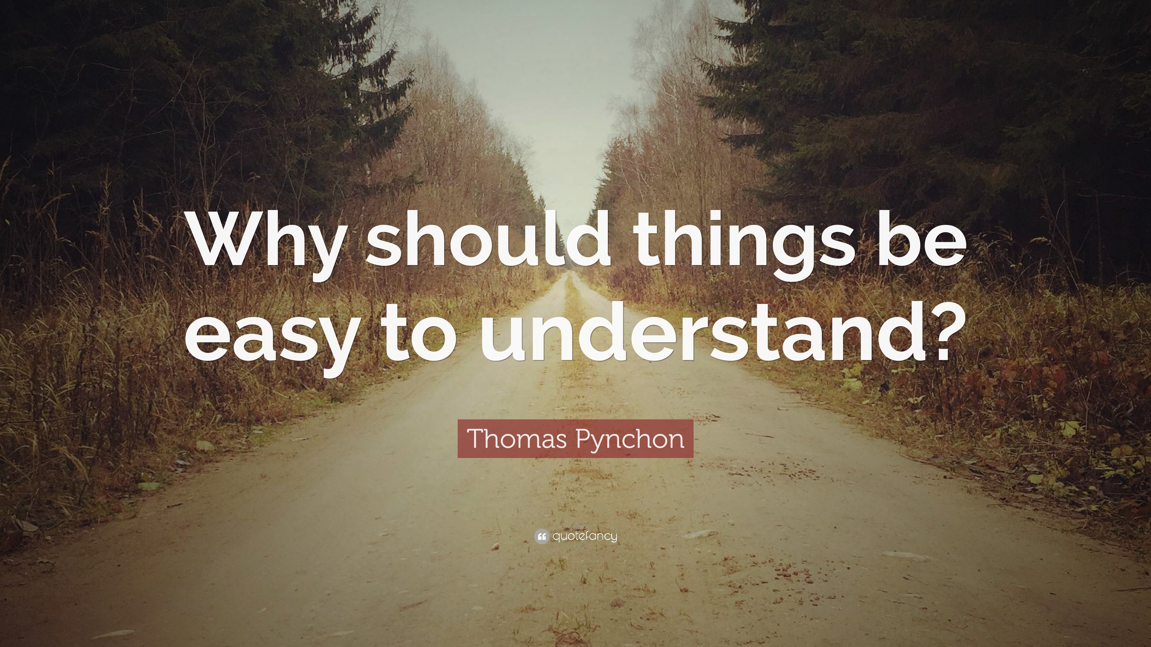 Thomas Pynchon Quote “Why should things be easy to understand?”